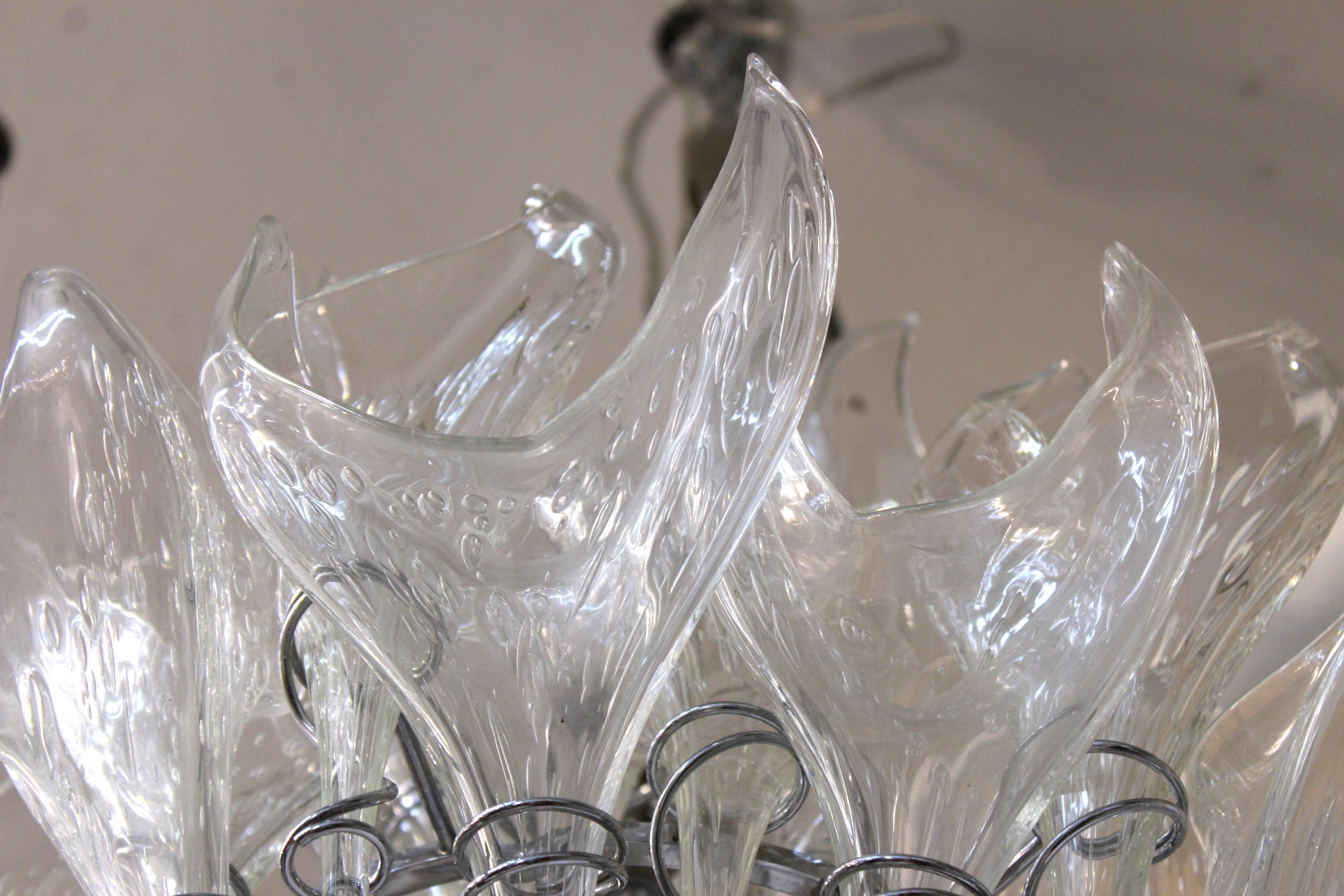 20th Century Mid-Century Murano Glass Pulegoso Flame Chandelier
