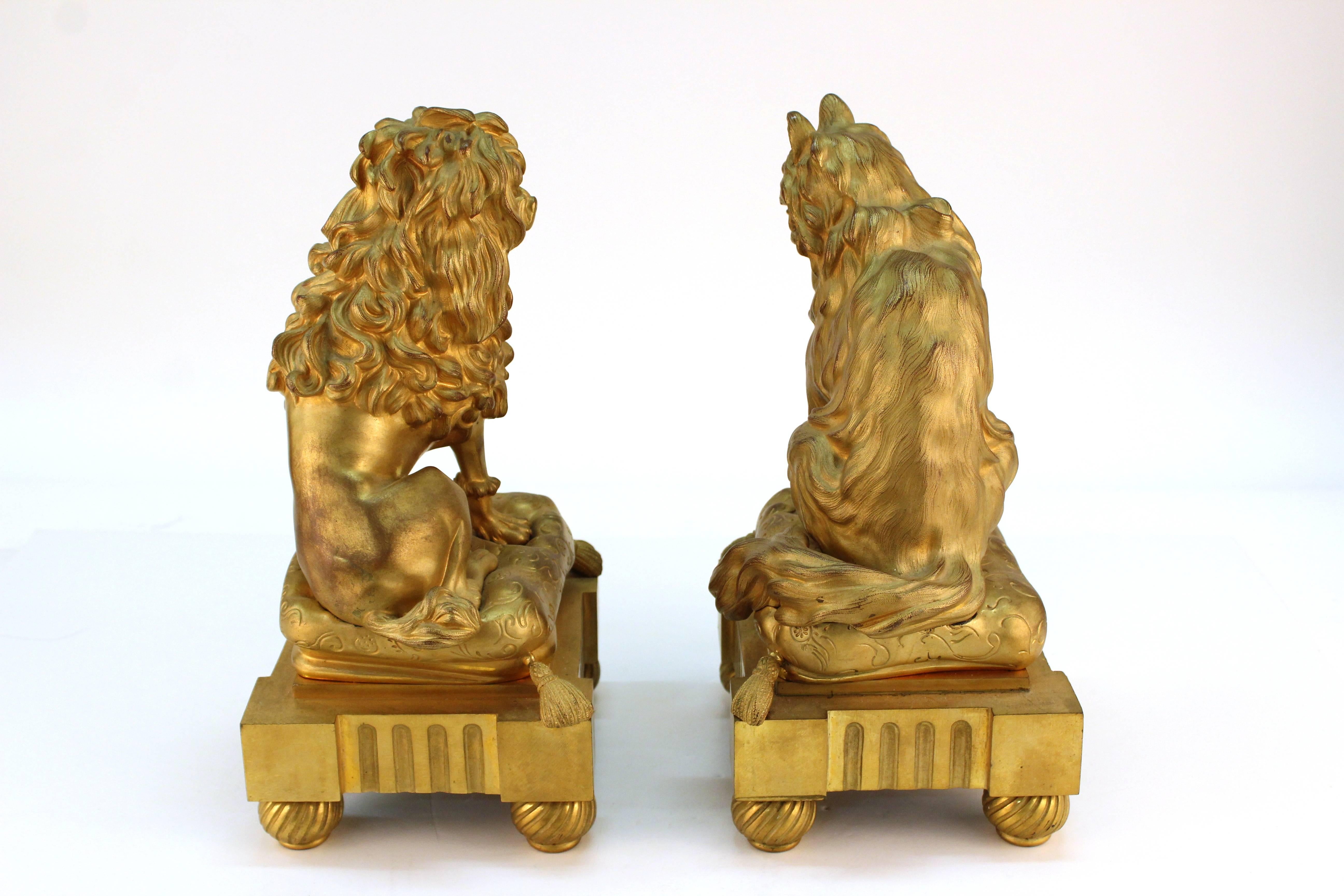 Louis XVI Style Cat and Dog Chenets after Caffieri In Good Condition In New York, NY