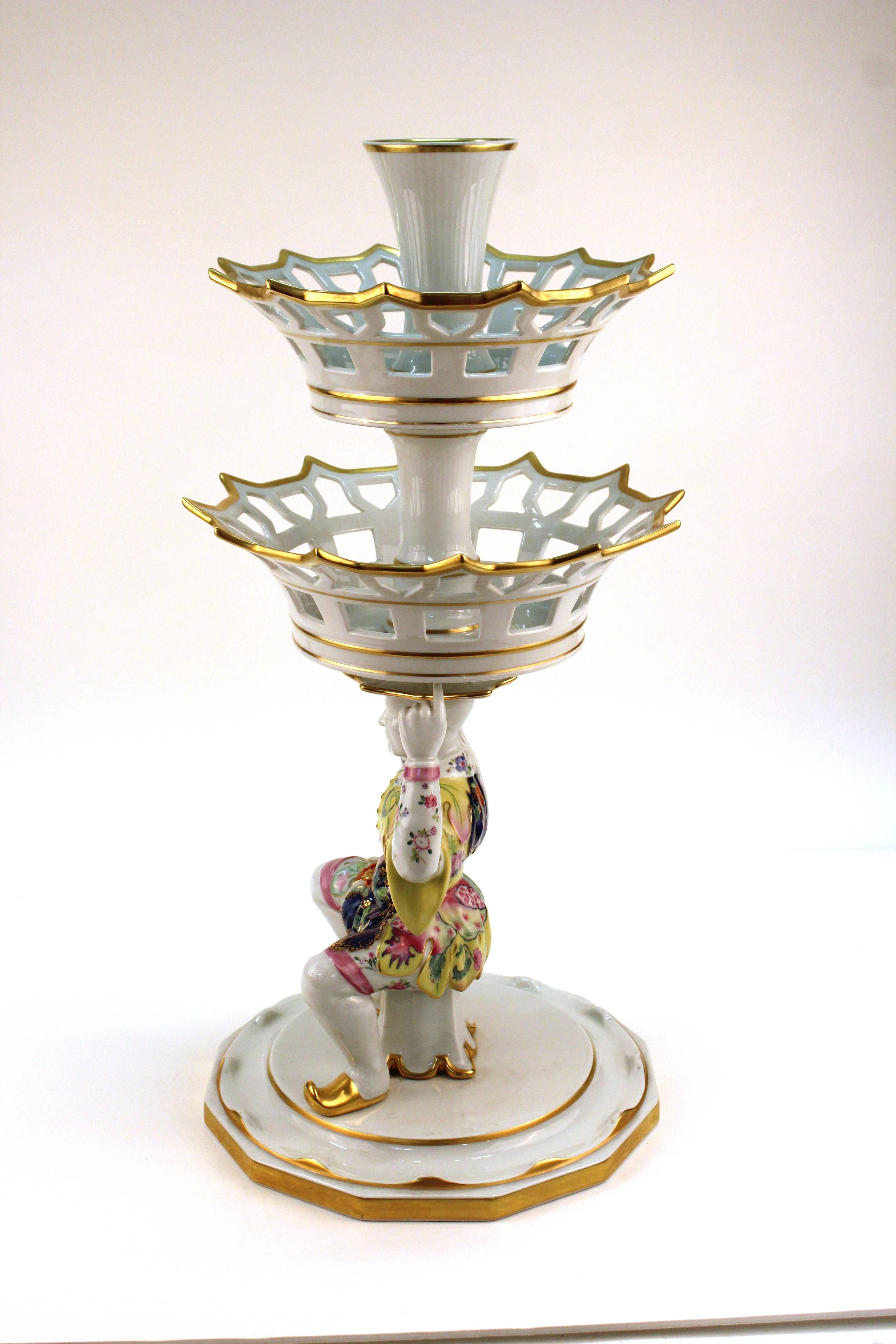 20th Century Tobacco Leaf Epergne by Mottahedeh