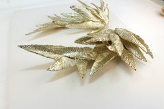 Michele Oka Doner Pair of Bronze & White Gold Leaf Candle Sconces