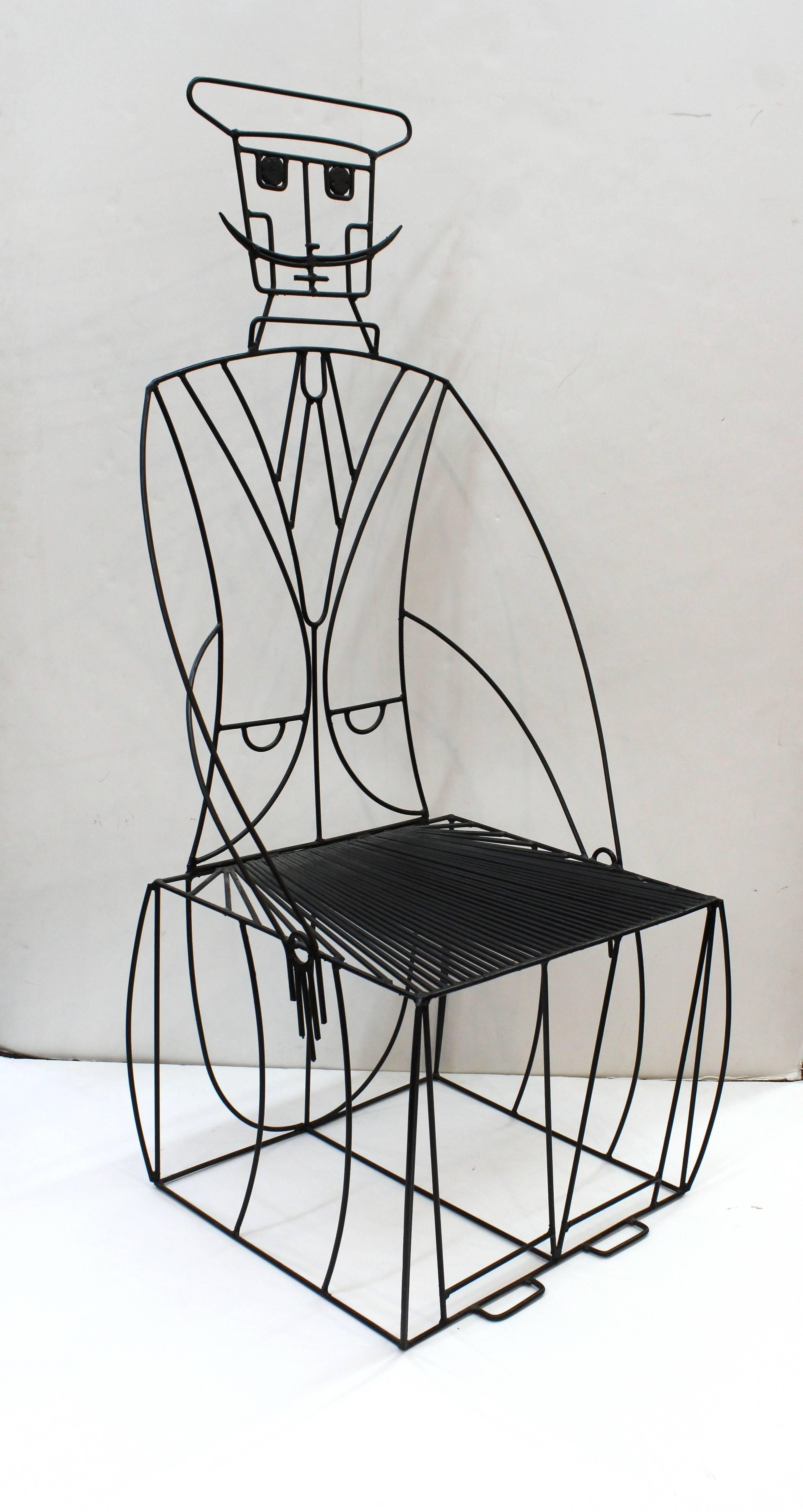 John Risley Mustachioed Anthropomorphic Wire Chair In Good Condition In New York, NY