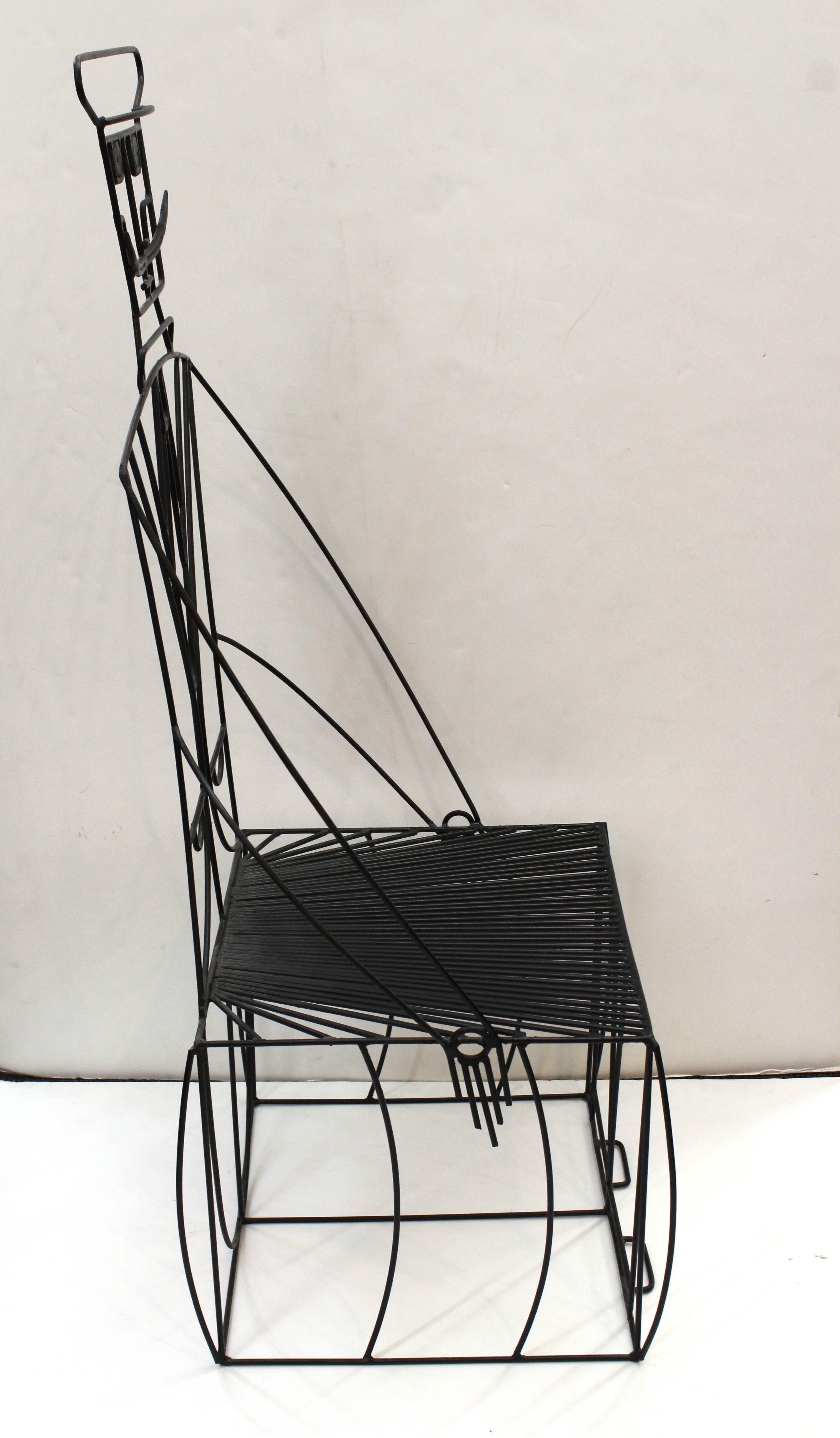 20th Century John Risley Mustachioed Anthropomorphic Wire Chair