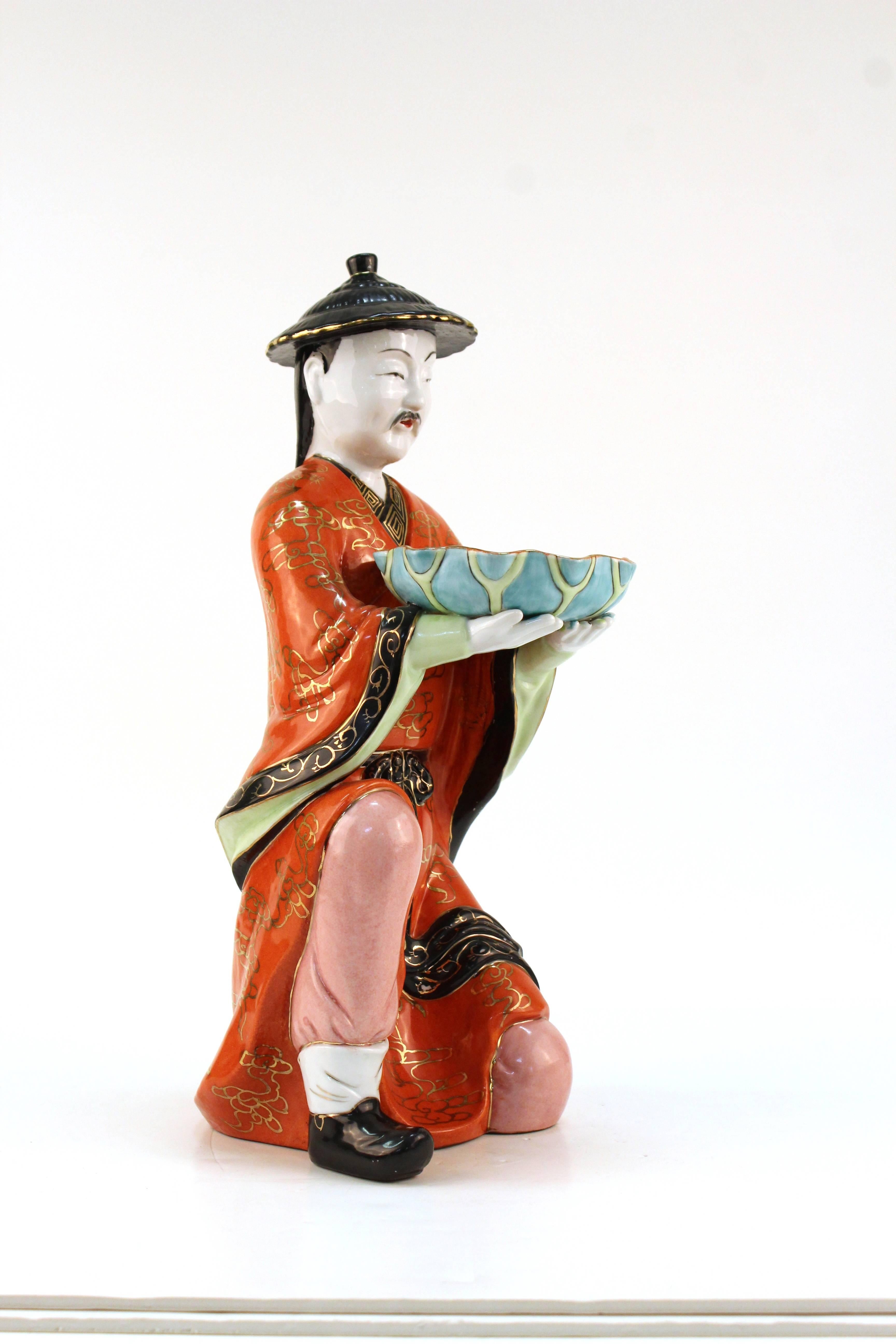 Ceramic Pair of Gump's Chinoiserie Figures