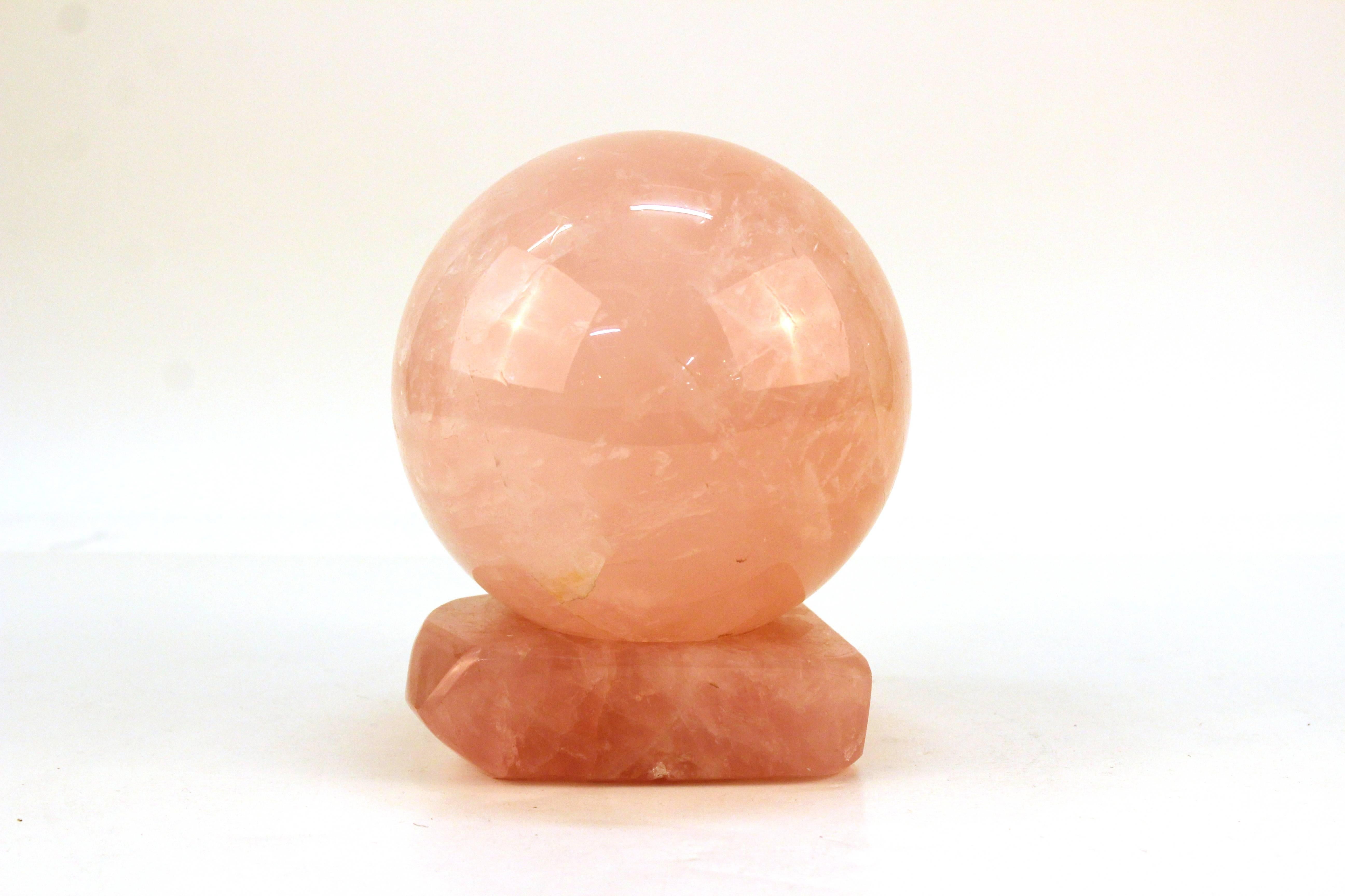 Sphere and Stand in Rose Quartz In Good Condition In New York, NY