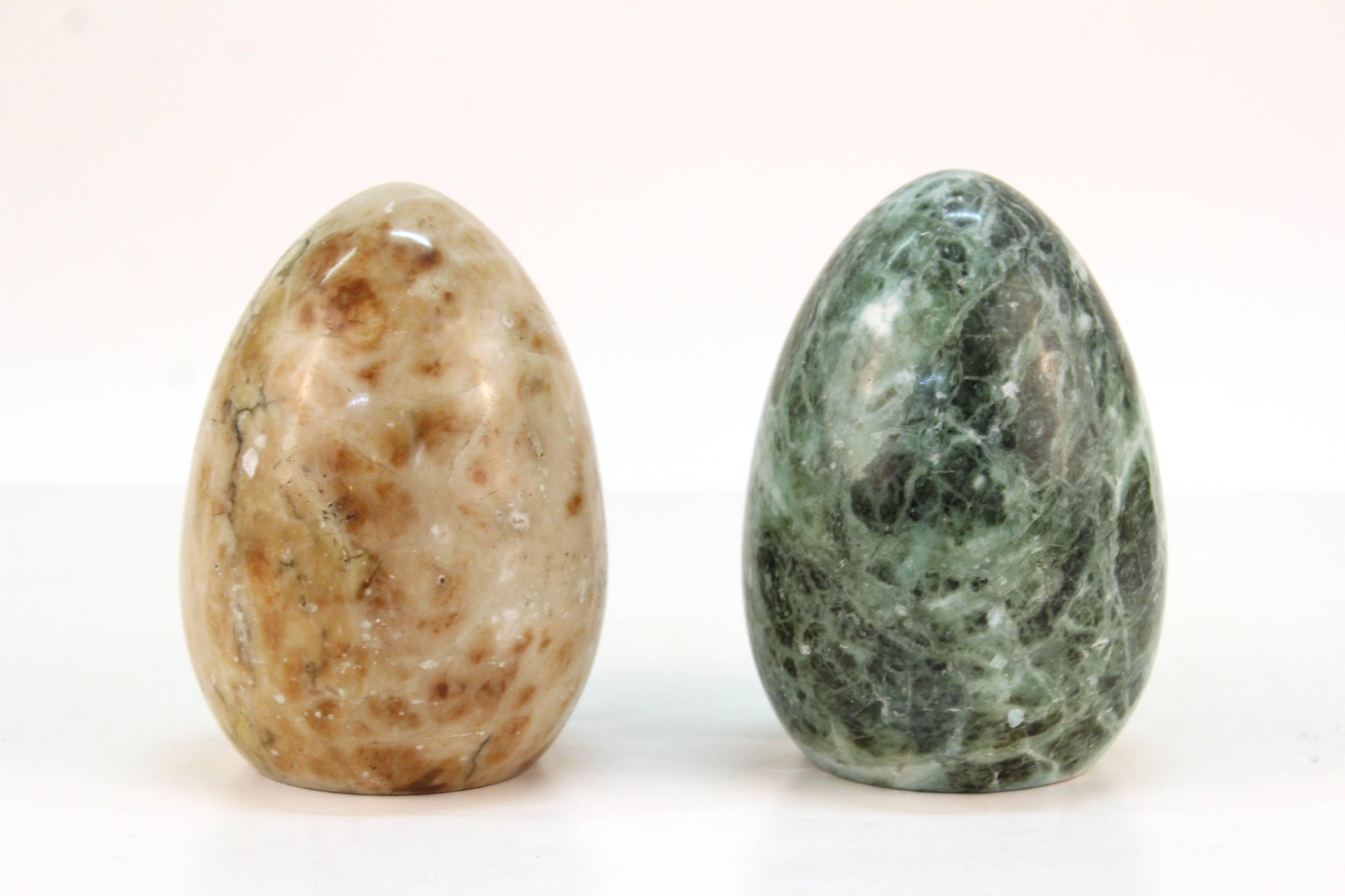 Mid-Century Modern Pair of Marbled Stone Paperweights