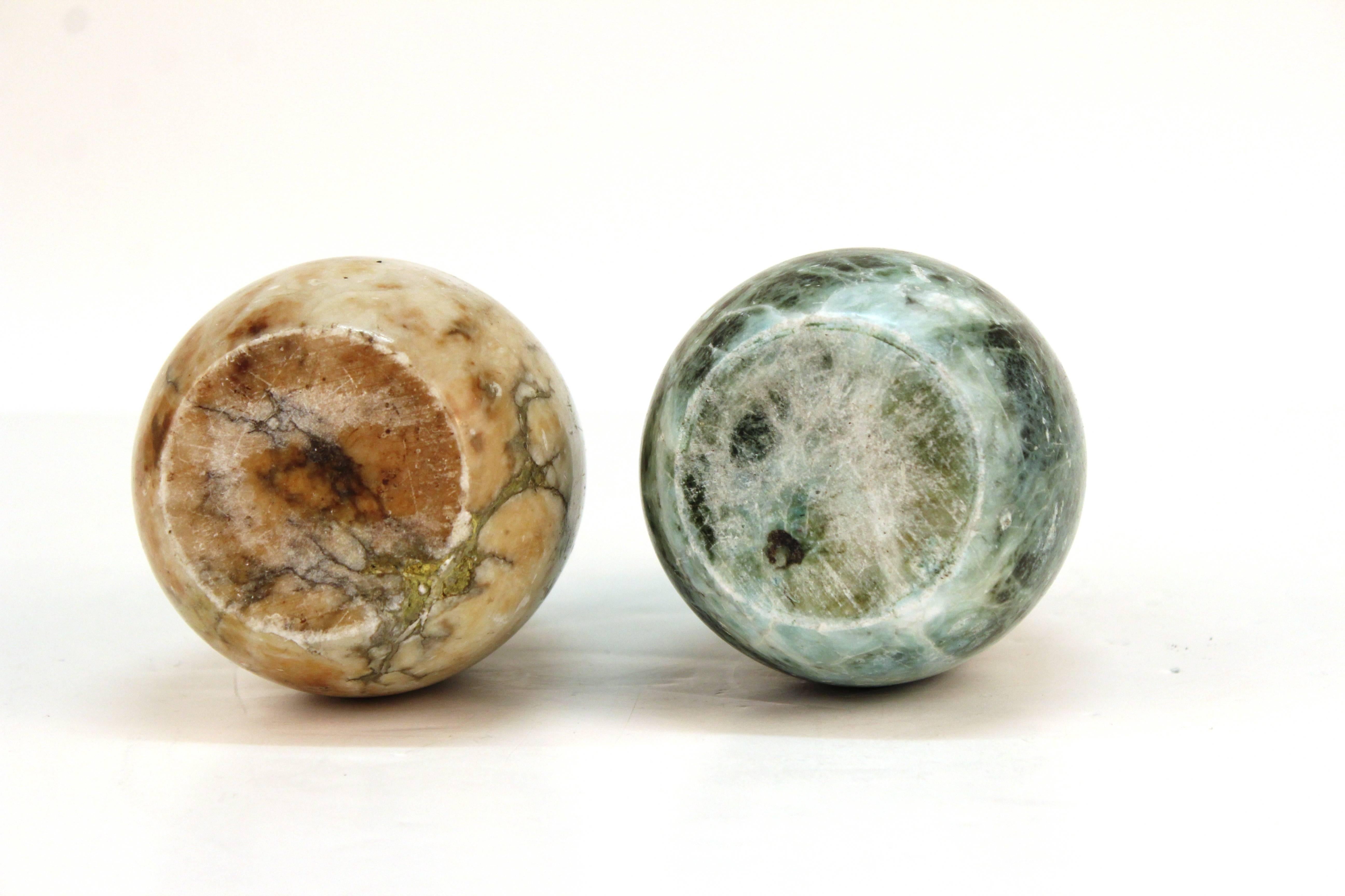 20th Century Pair of Marbled Stone Paperweights