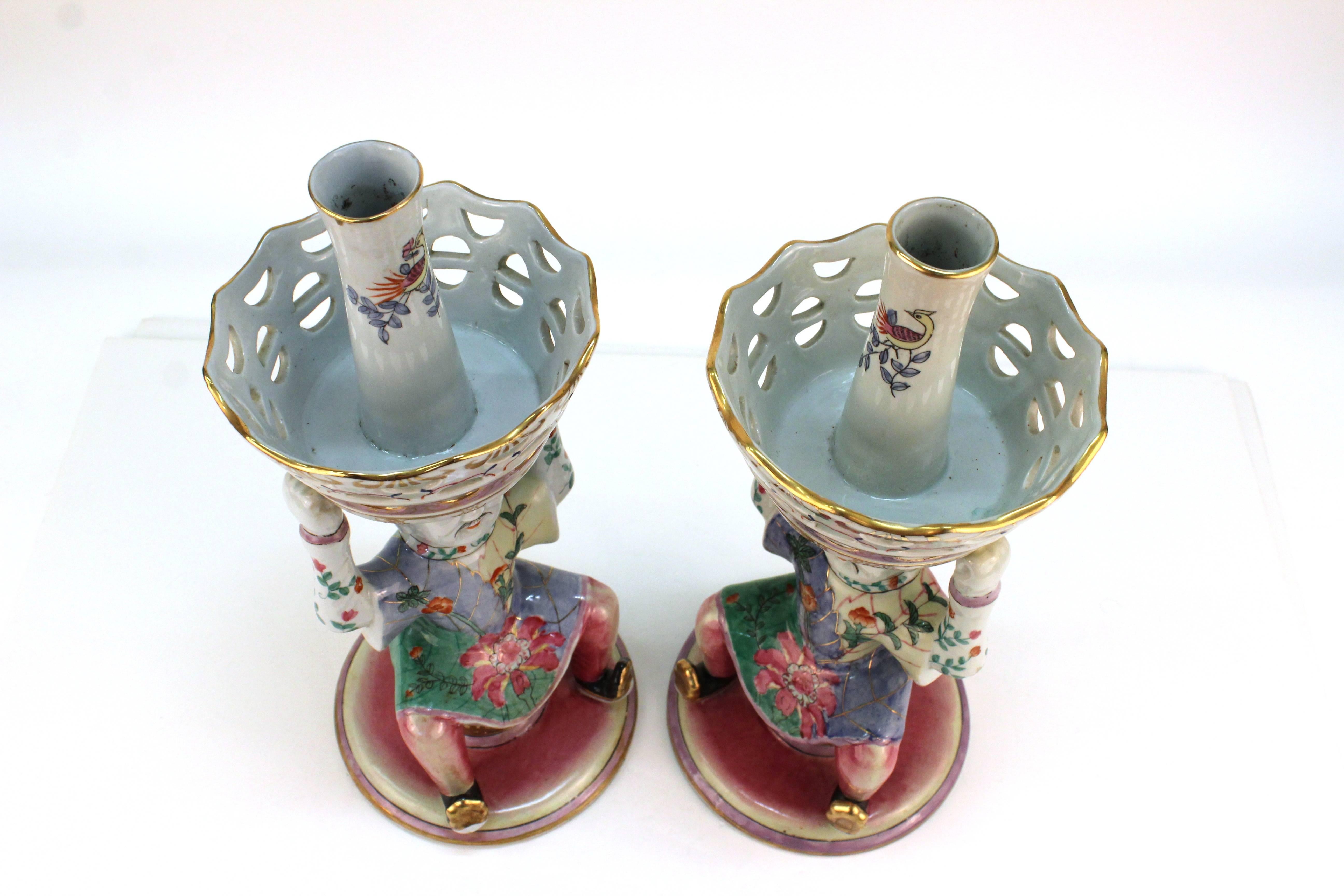 Pair of Mottahedeh Style Chinese Inspired Epergnes For Sale 1
