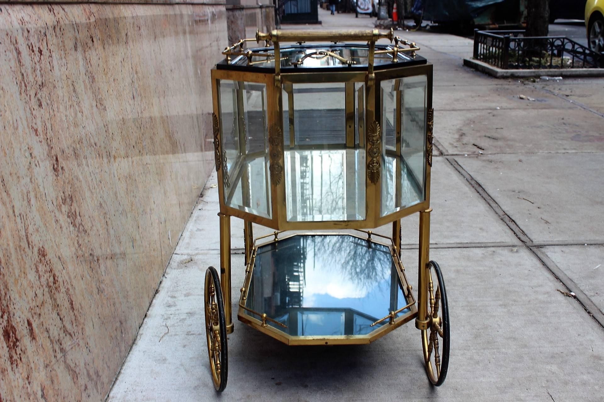 Brass Tea Trolley or Bar Cart In Good Condition In New York, NY