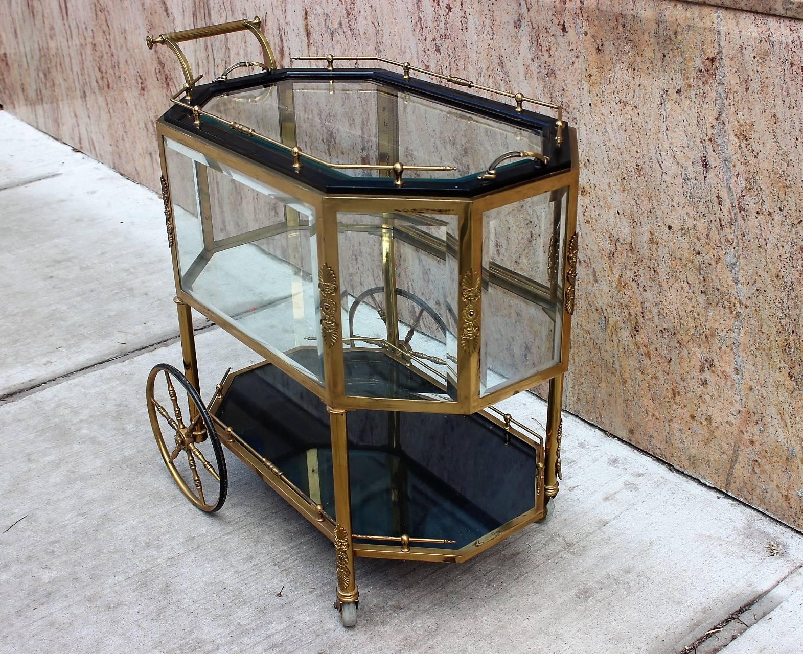 Art Deco Brass Tea Trolley or Bar Cart