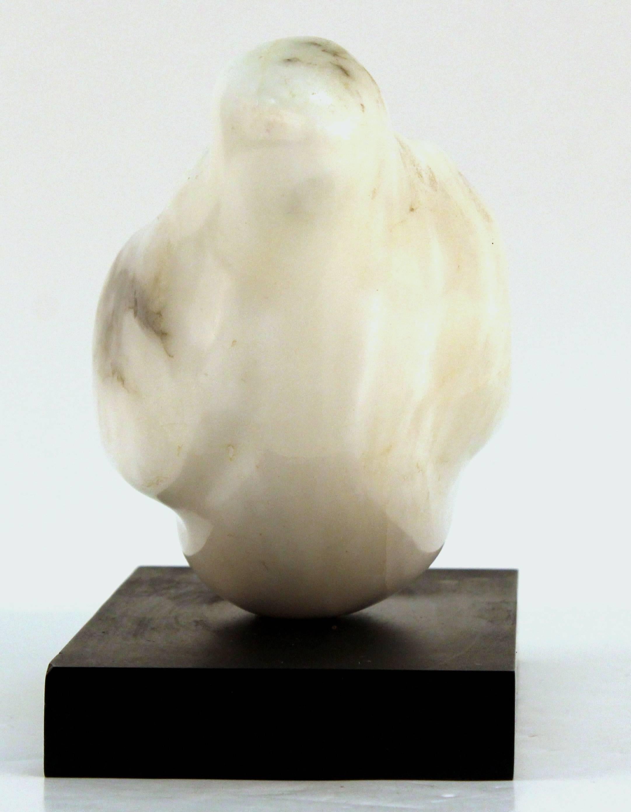 Mid-Century Modern Marble Bird Sculpture on Black Base