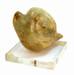 Modernist Marble Snail Sculpture on Lucite Base