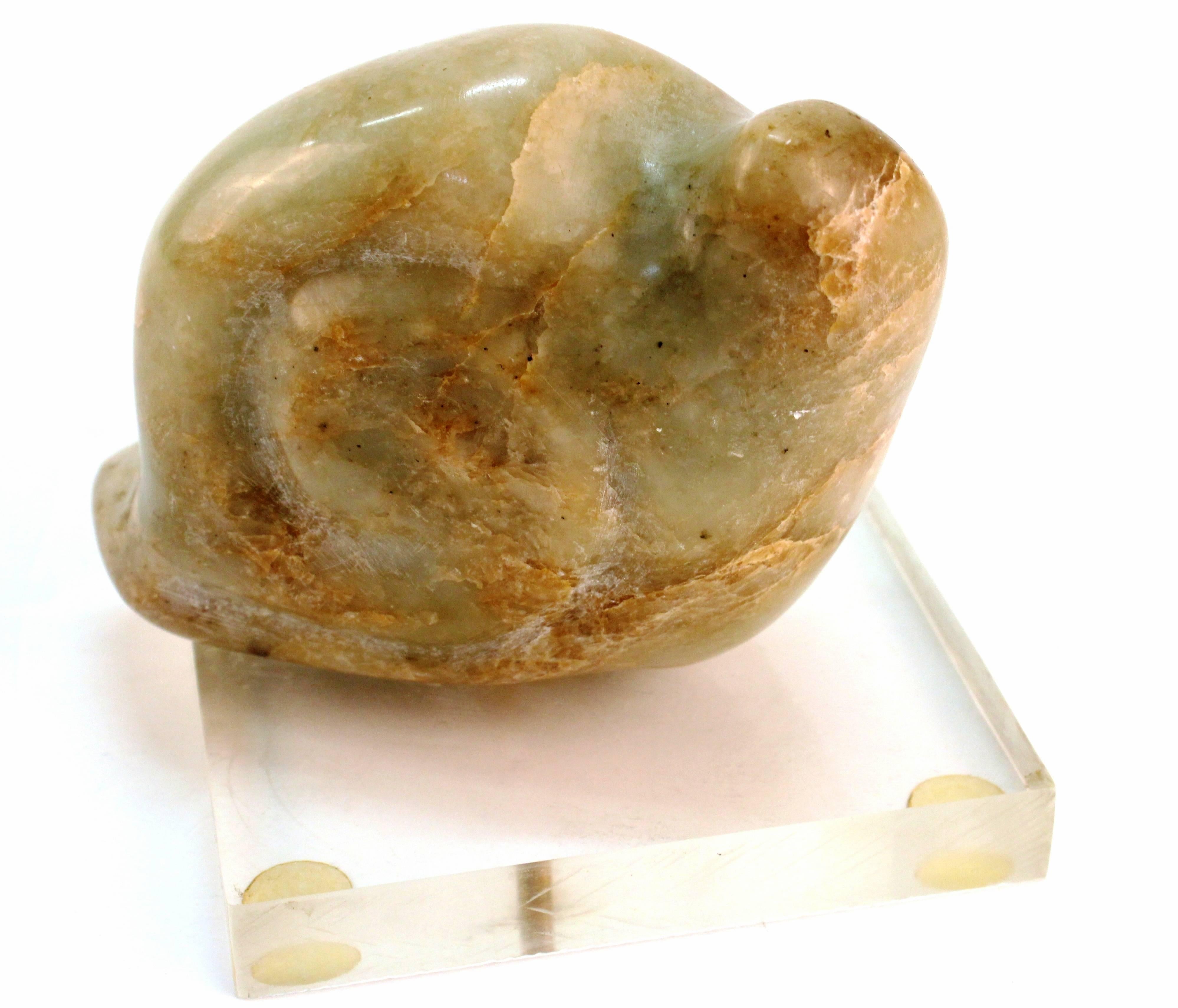20th Century Modernist Marble Snail Sculpture on Lucite Base