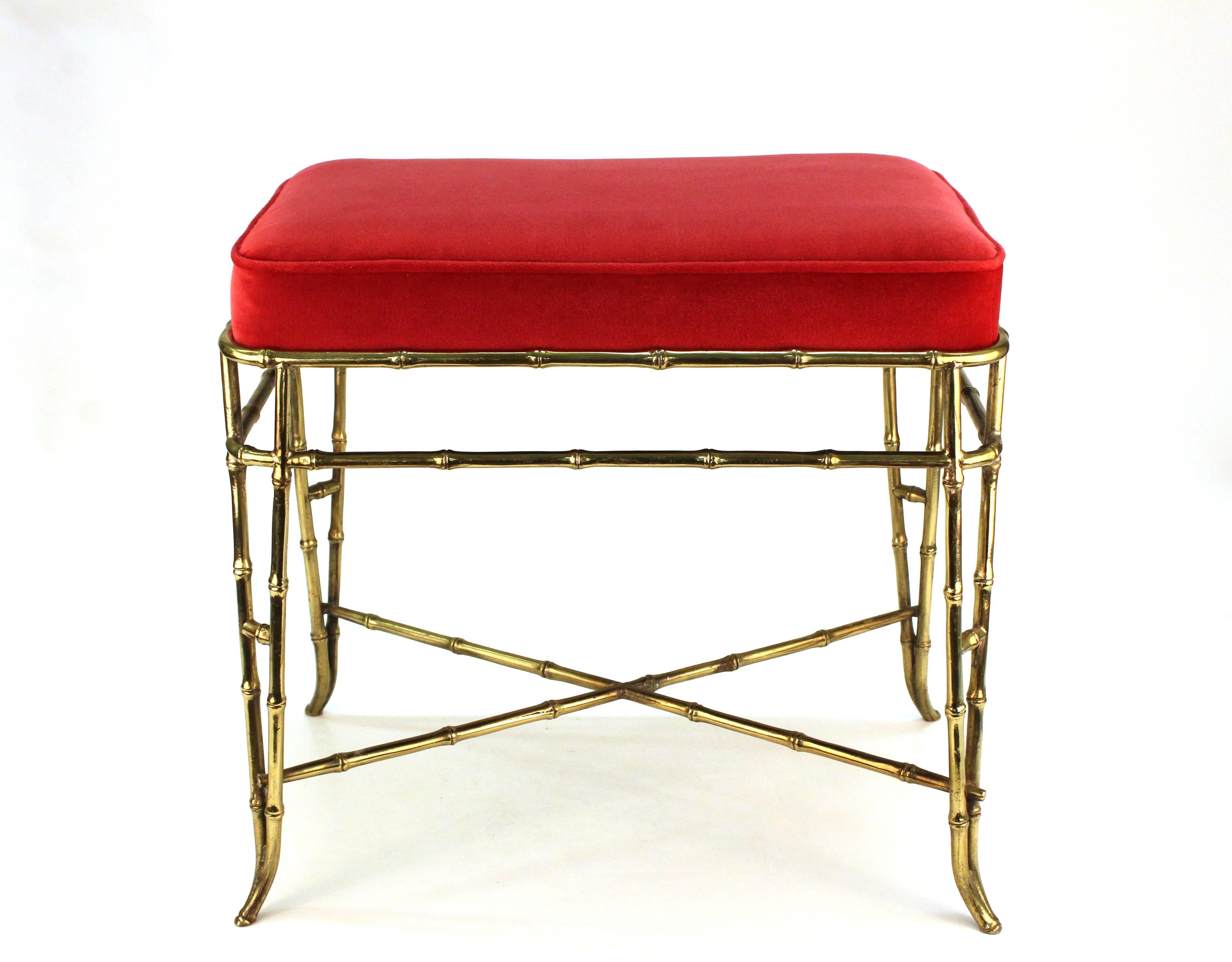 American Hollywood Regency Faux Bamboo Bench