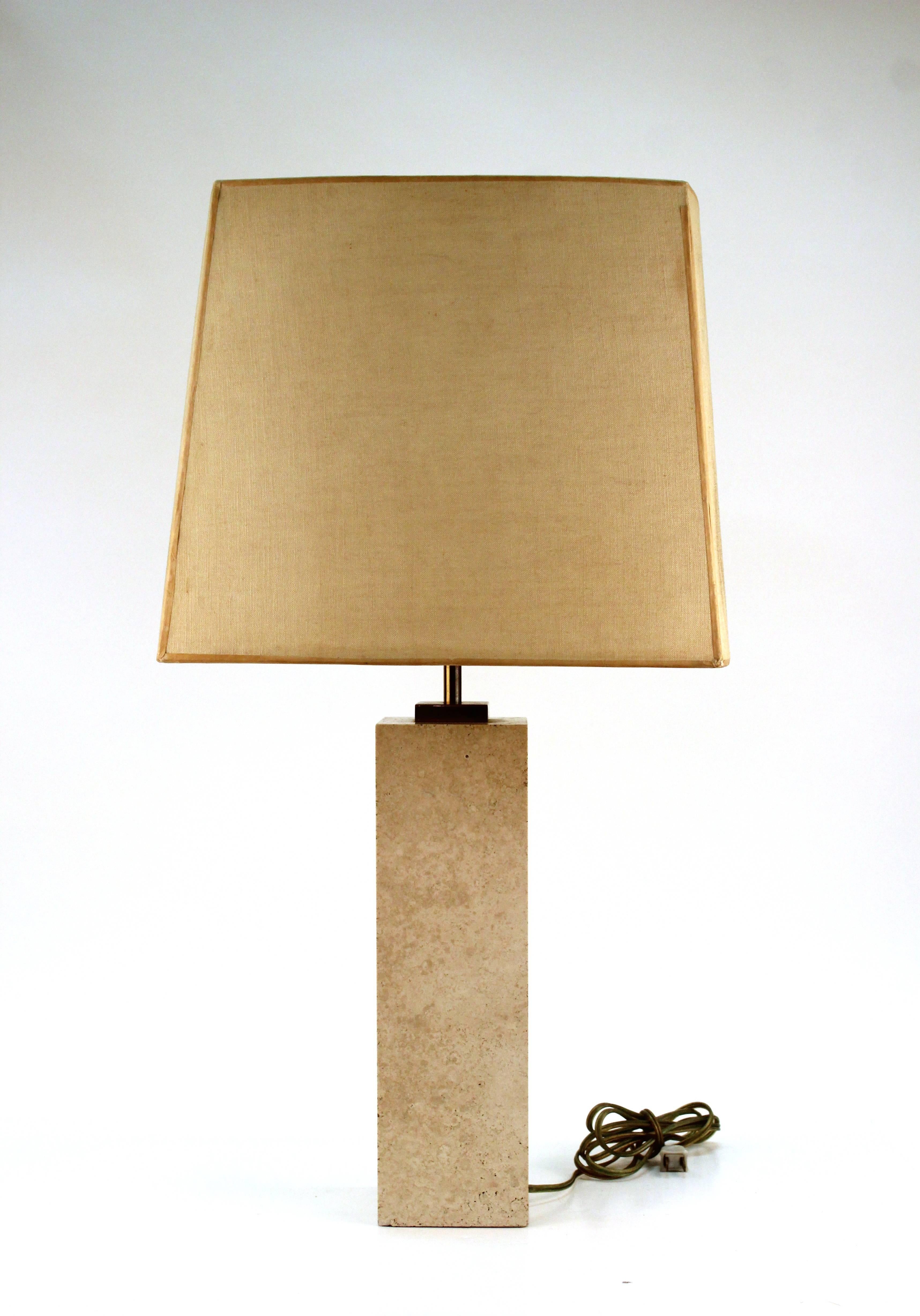 Mid-Century Modern Travertine Table Lamp by Robsjohn-Gibbings