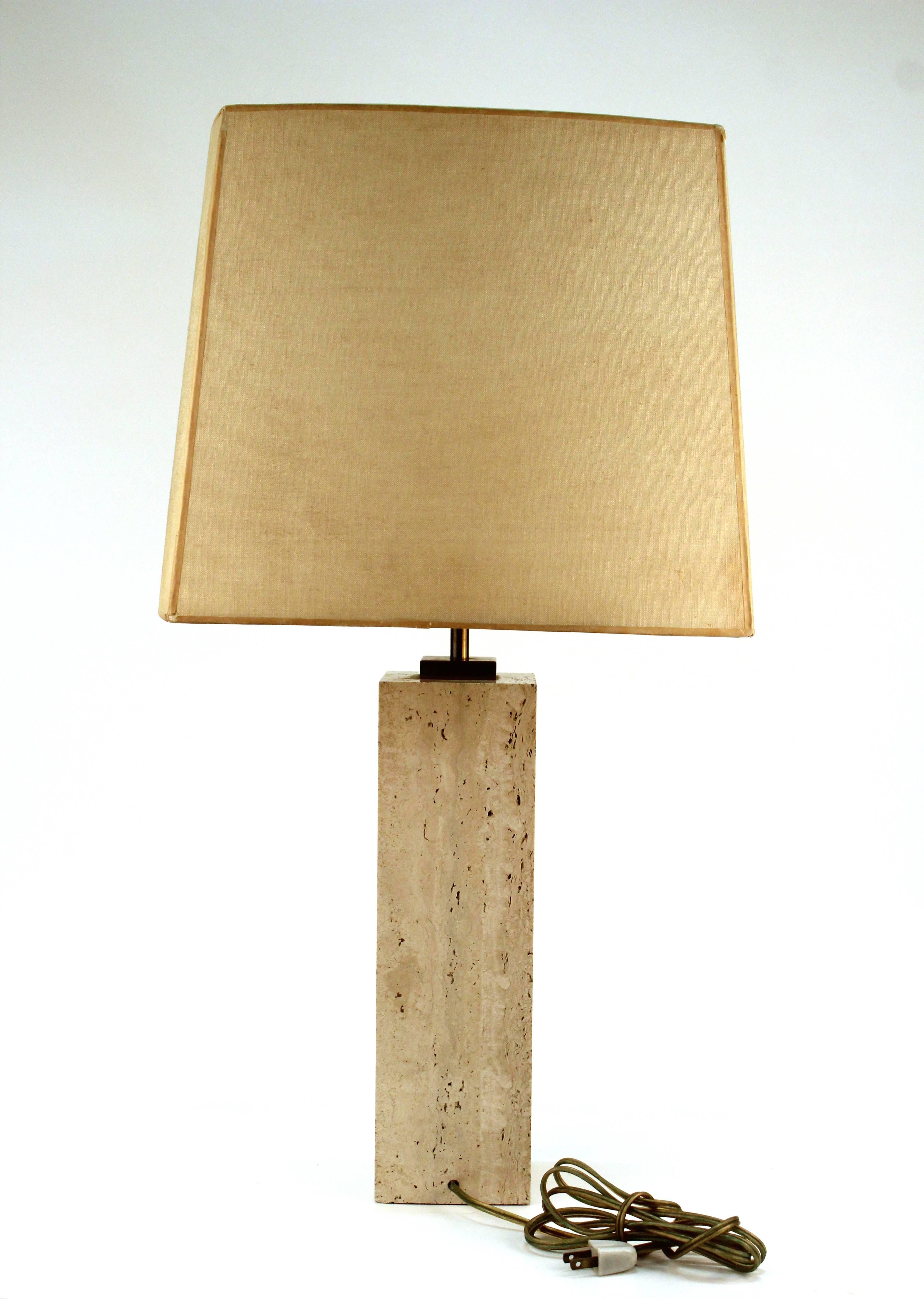 American Travertine Table Lamp by Robsjohn-Gibbings