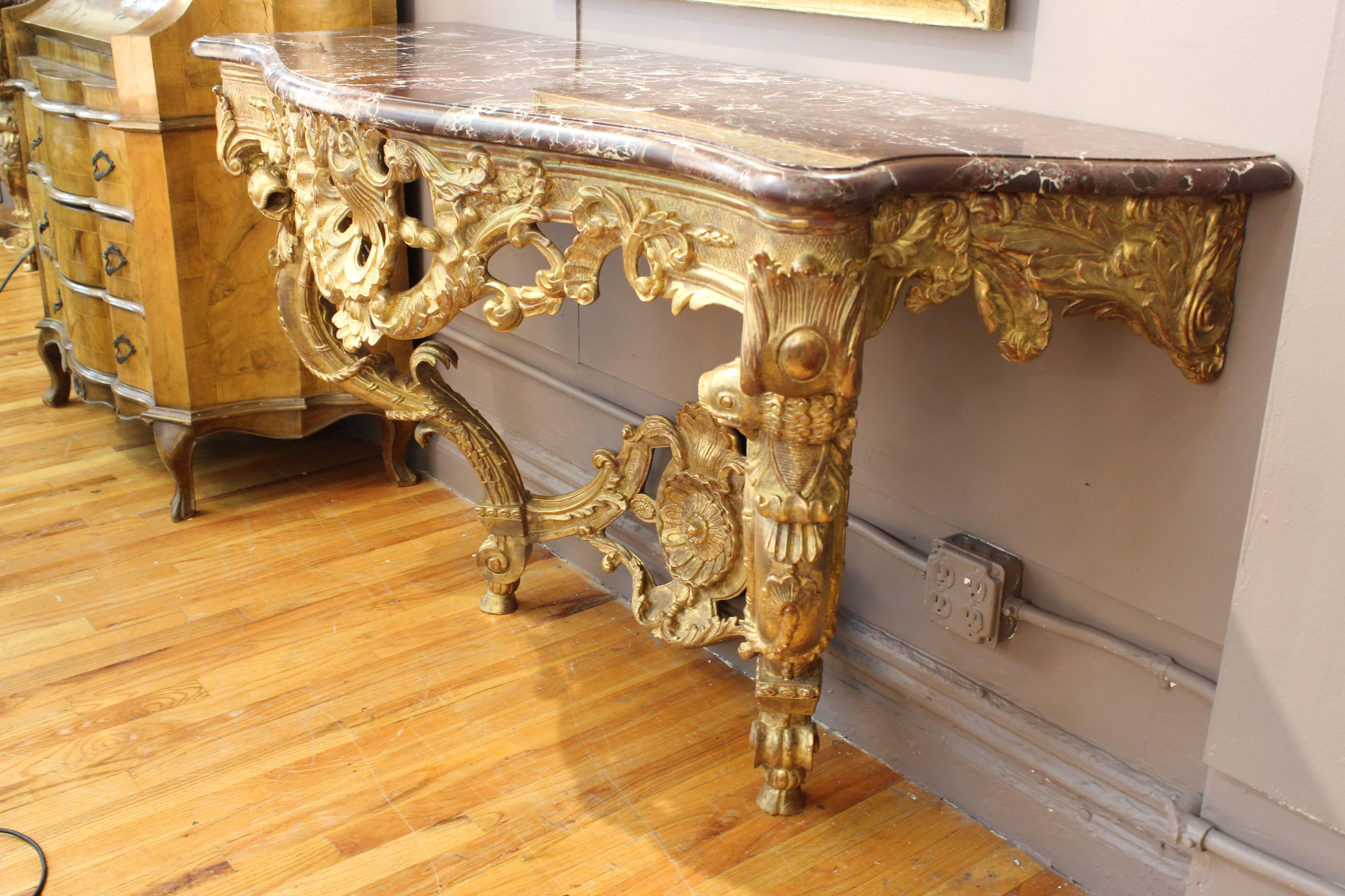Louis XV Pair of 19th Century French Rococo Style Consoles, late 19th-early 20th century
