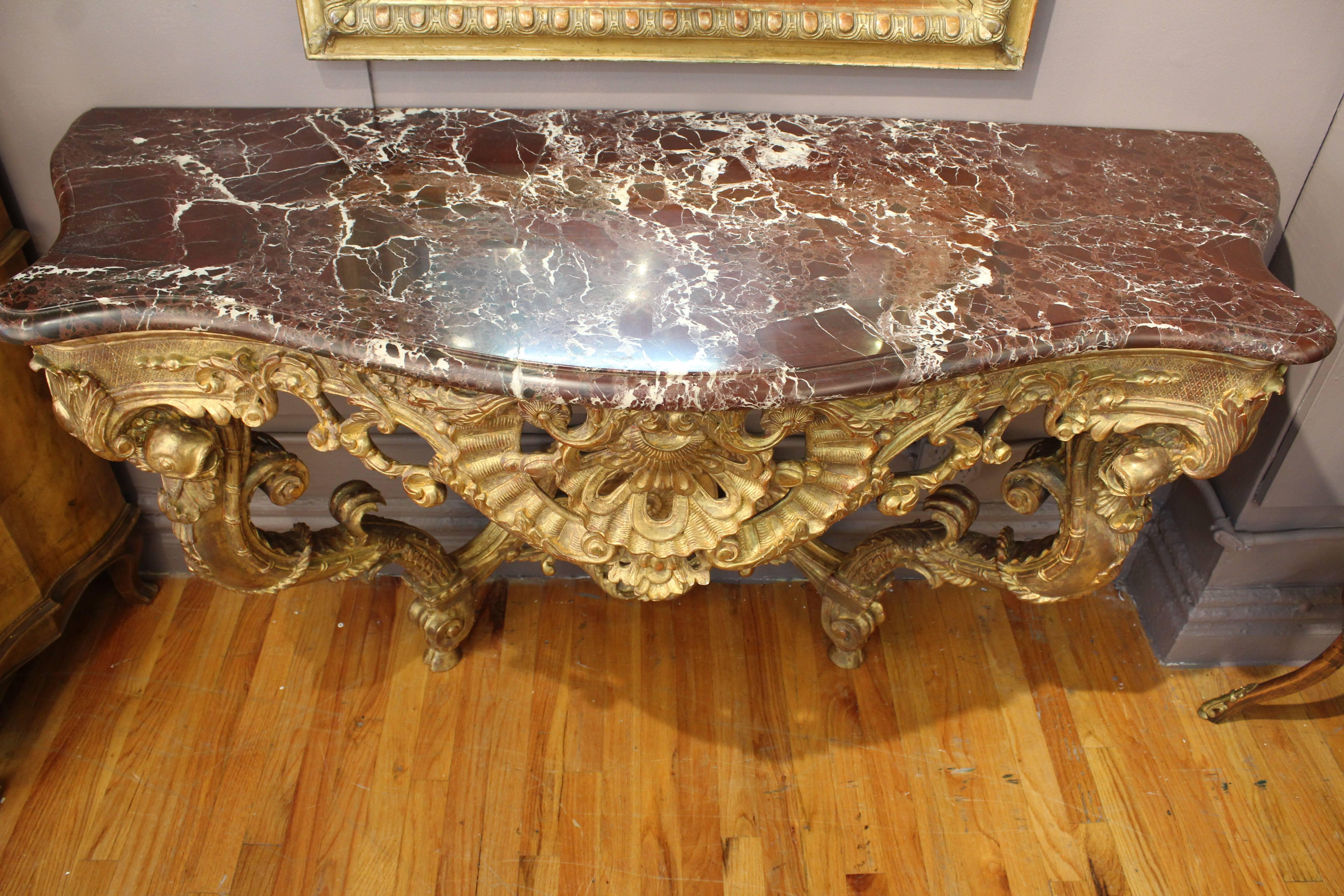 Pair of 19th Century French Rococo Style Consoles, late 19th-early 20th century In Good Condition In New York, NY
