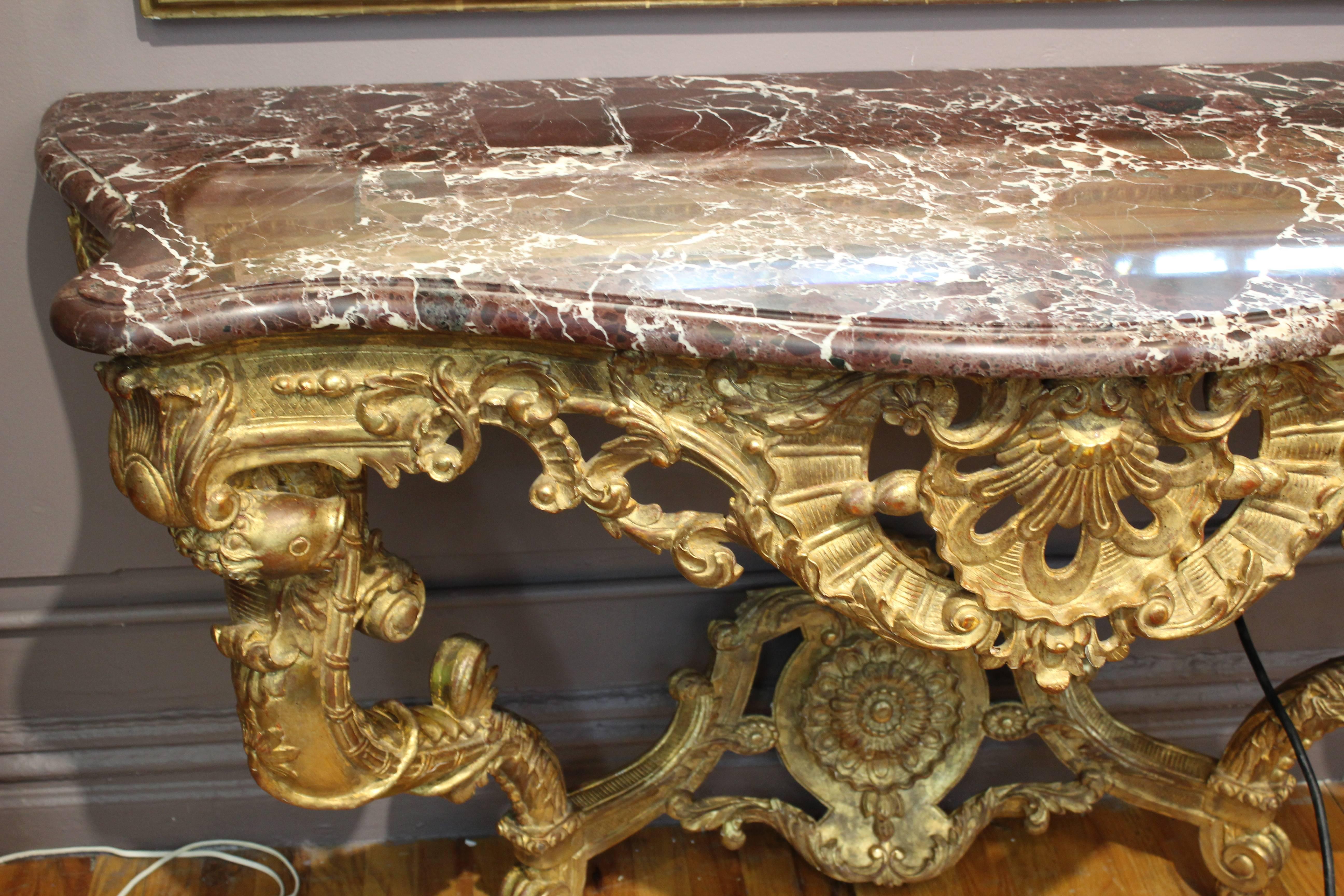 Marble Pair of 19th Century French Rococo Style Consoles, late 19th-early 20th century