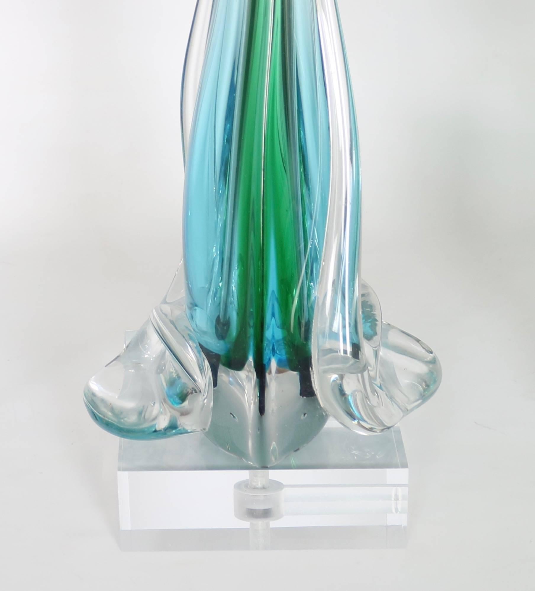Mid-Century Modern Mid-Century Archimede Seguso Table Lamps in Sommerso Murano Glass