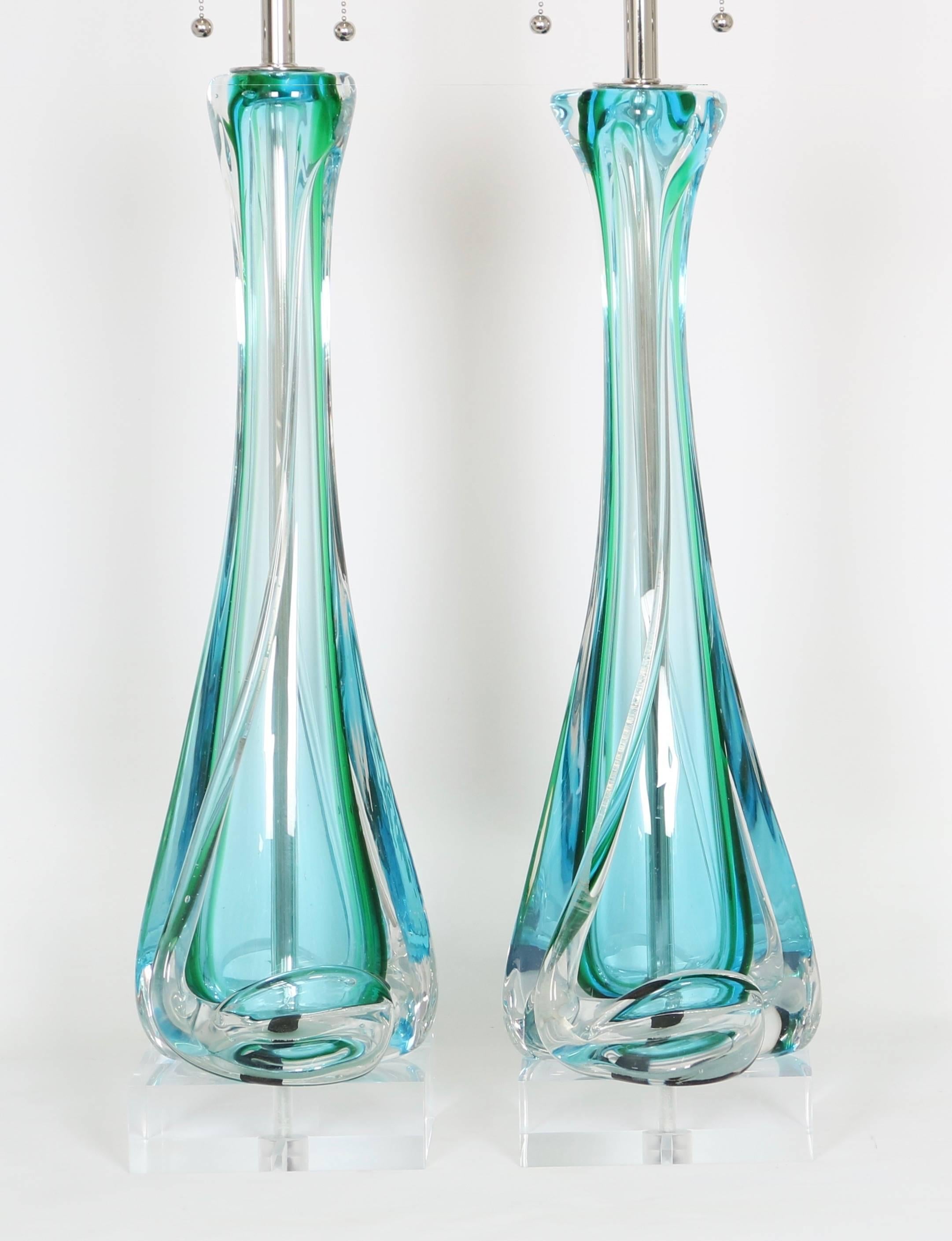 Mid-20th Century Mid-Century Archimede Seguso Table Lamps in Sommerso Murano Glass