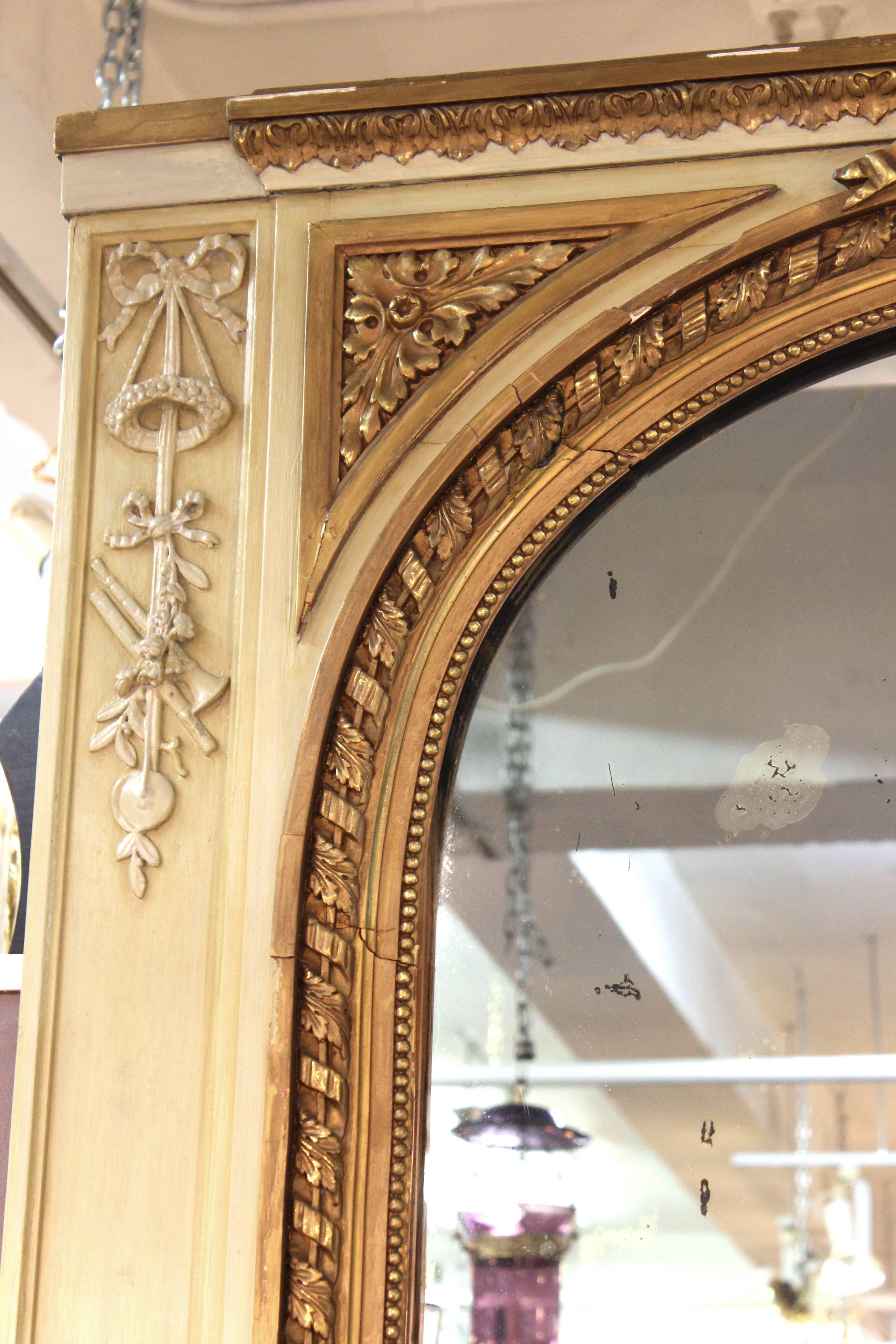 Antique Louis XVI Style Trumeau Mirror 1