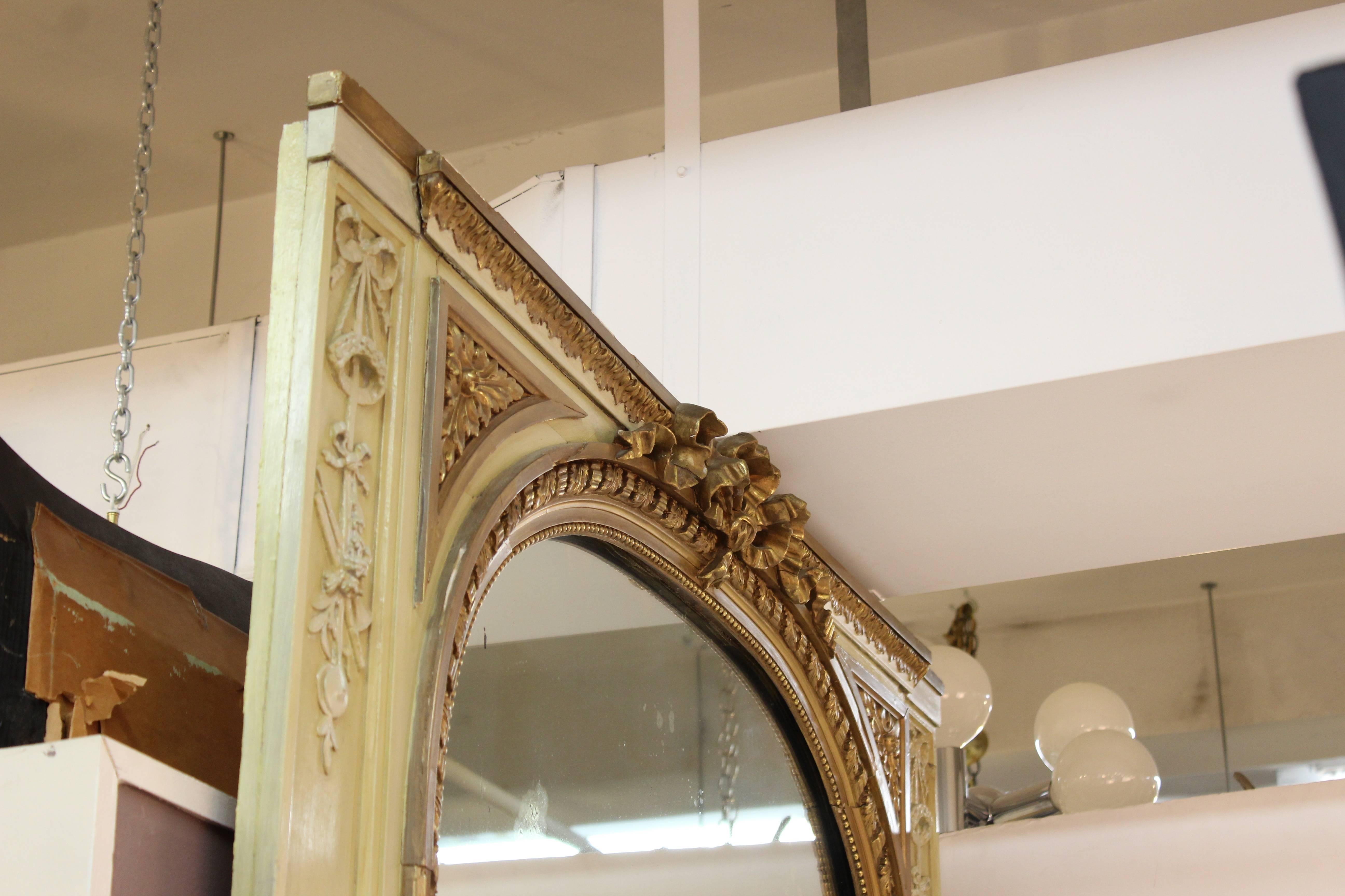 French Antique Louis XVI Style Trumeau Mirror
