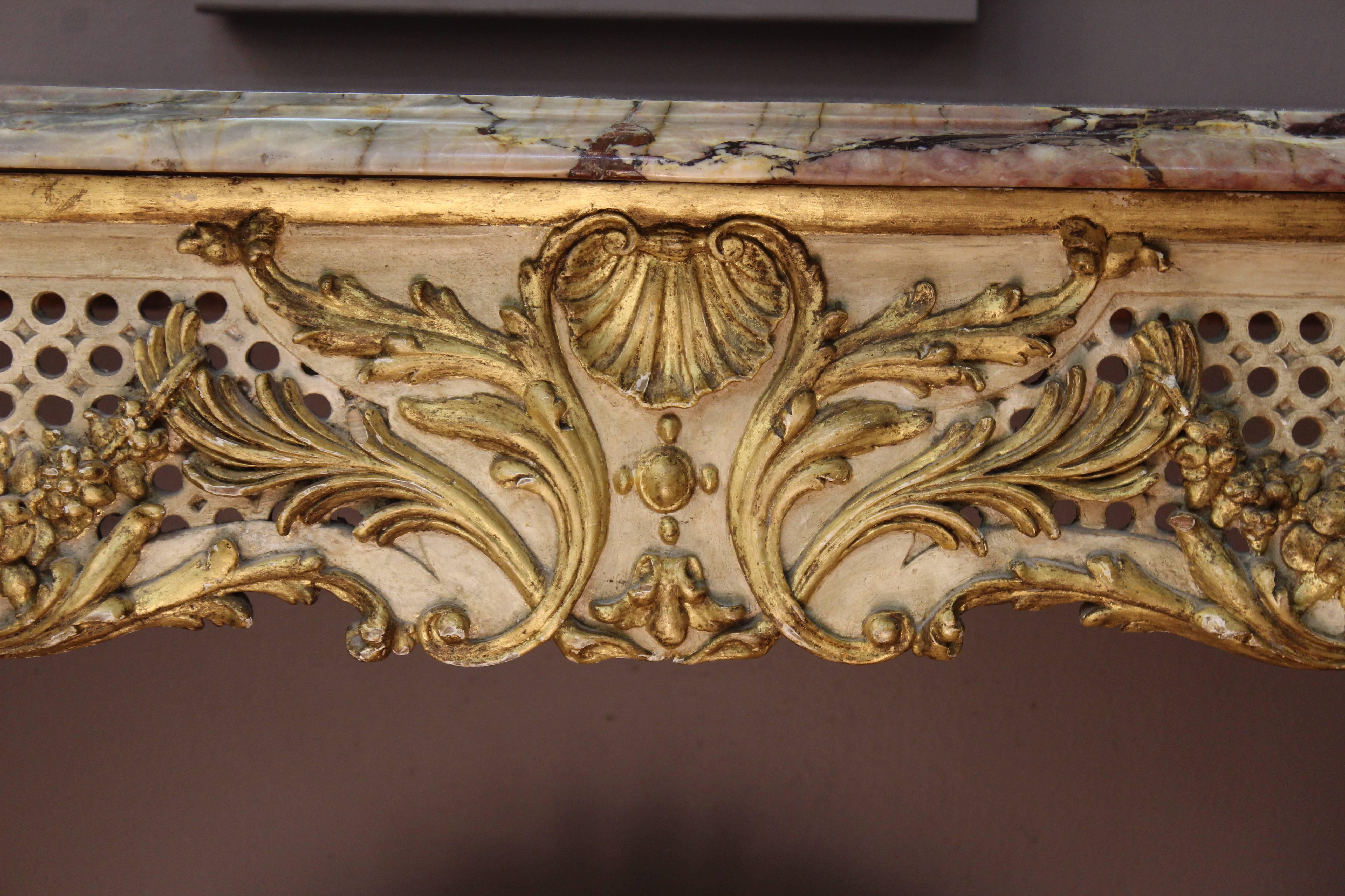 19th Century French Rococo Style White Console Table In Good Condition In New York, NY