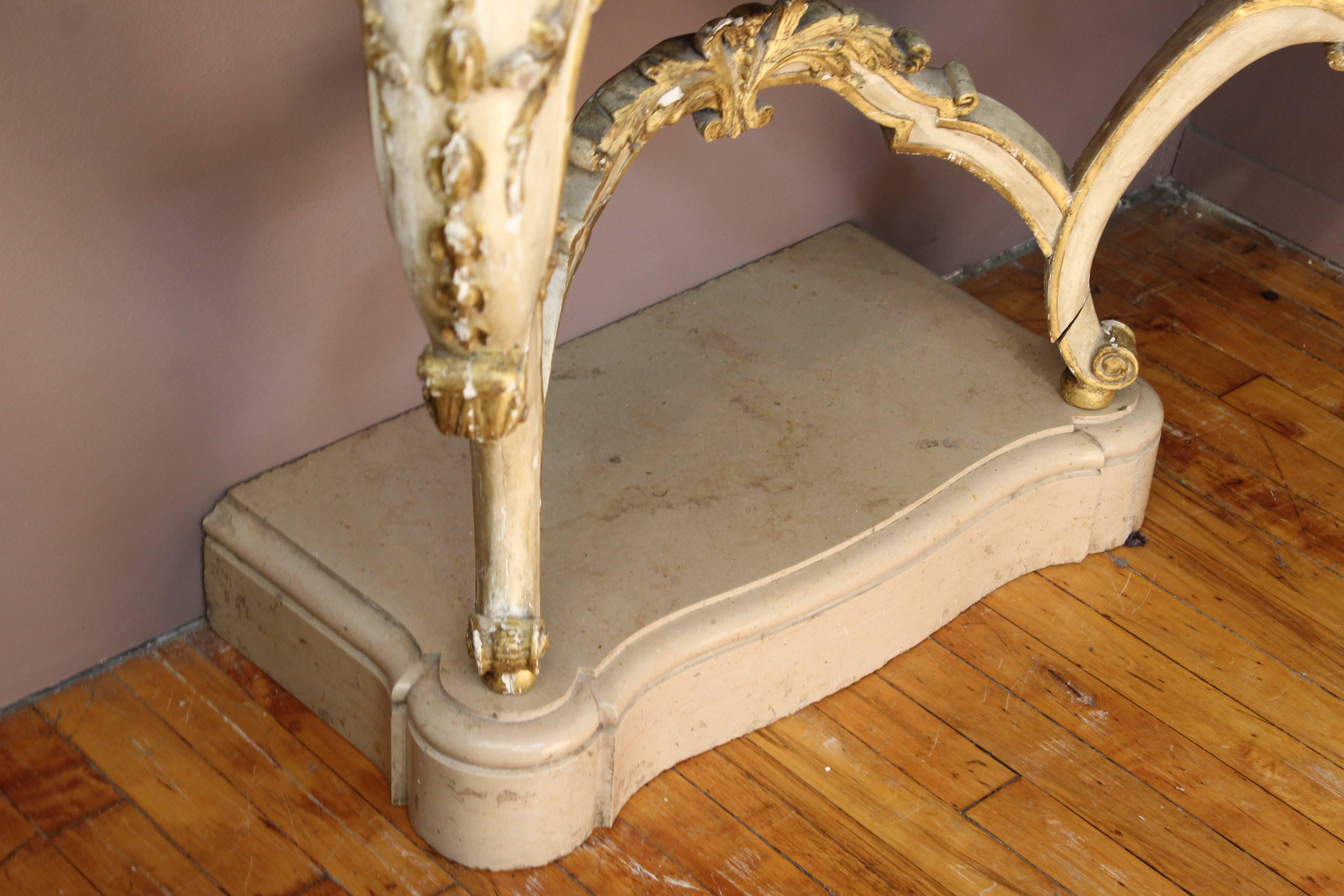 19th Century French Rococo Style White Console Table 3