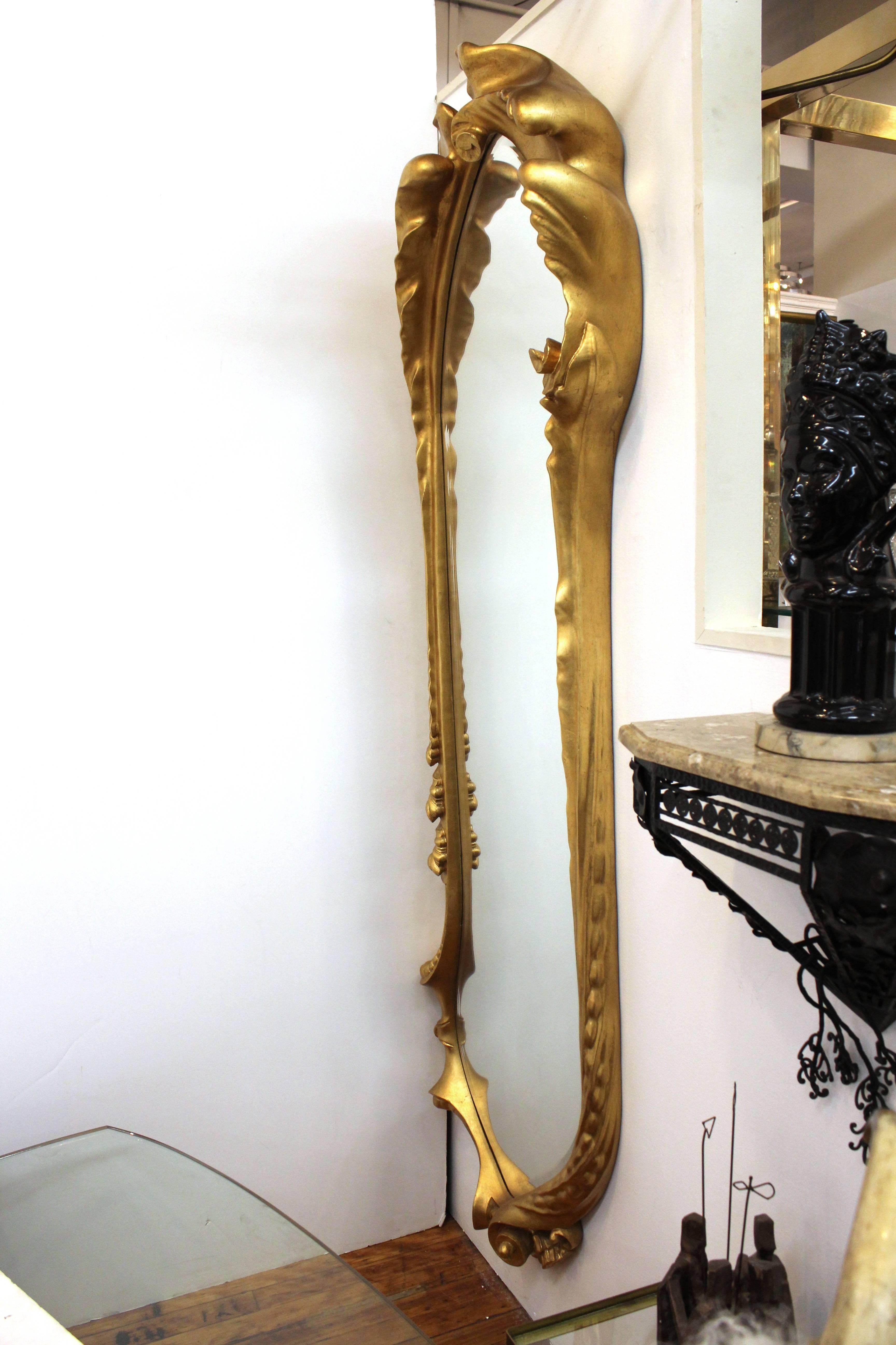 Monumental Full-Length Wall Mirror in Carved Giltwood Frame 3