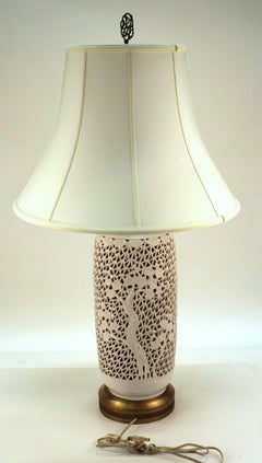 Blanc de Chine Table Lamp in Blossom Pattern