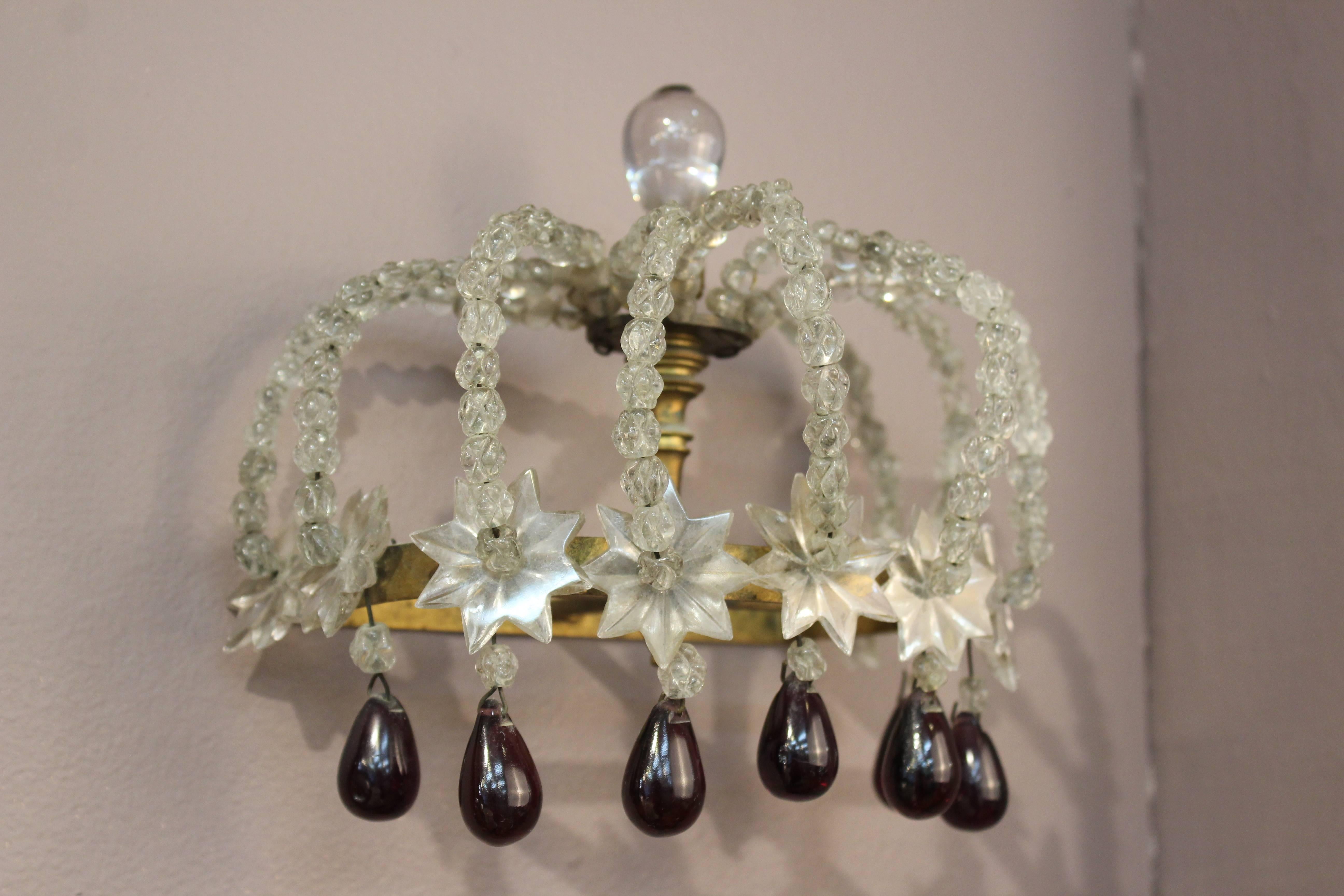 20th Century Pair of Decorative Rock Crystal Sconces For Sale