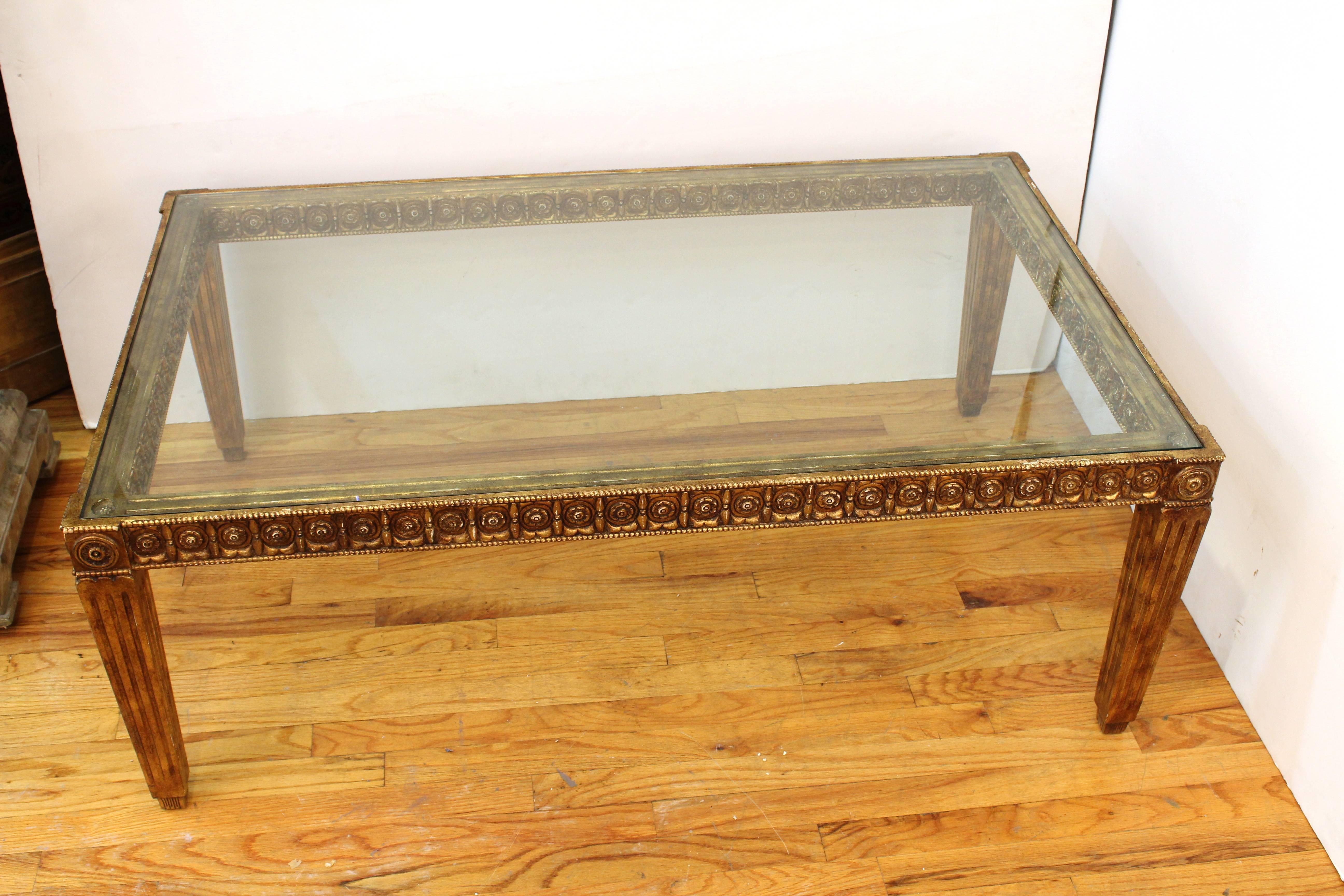 Glass and Giltwood Coffee Table In Good Condition In New York, NY