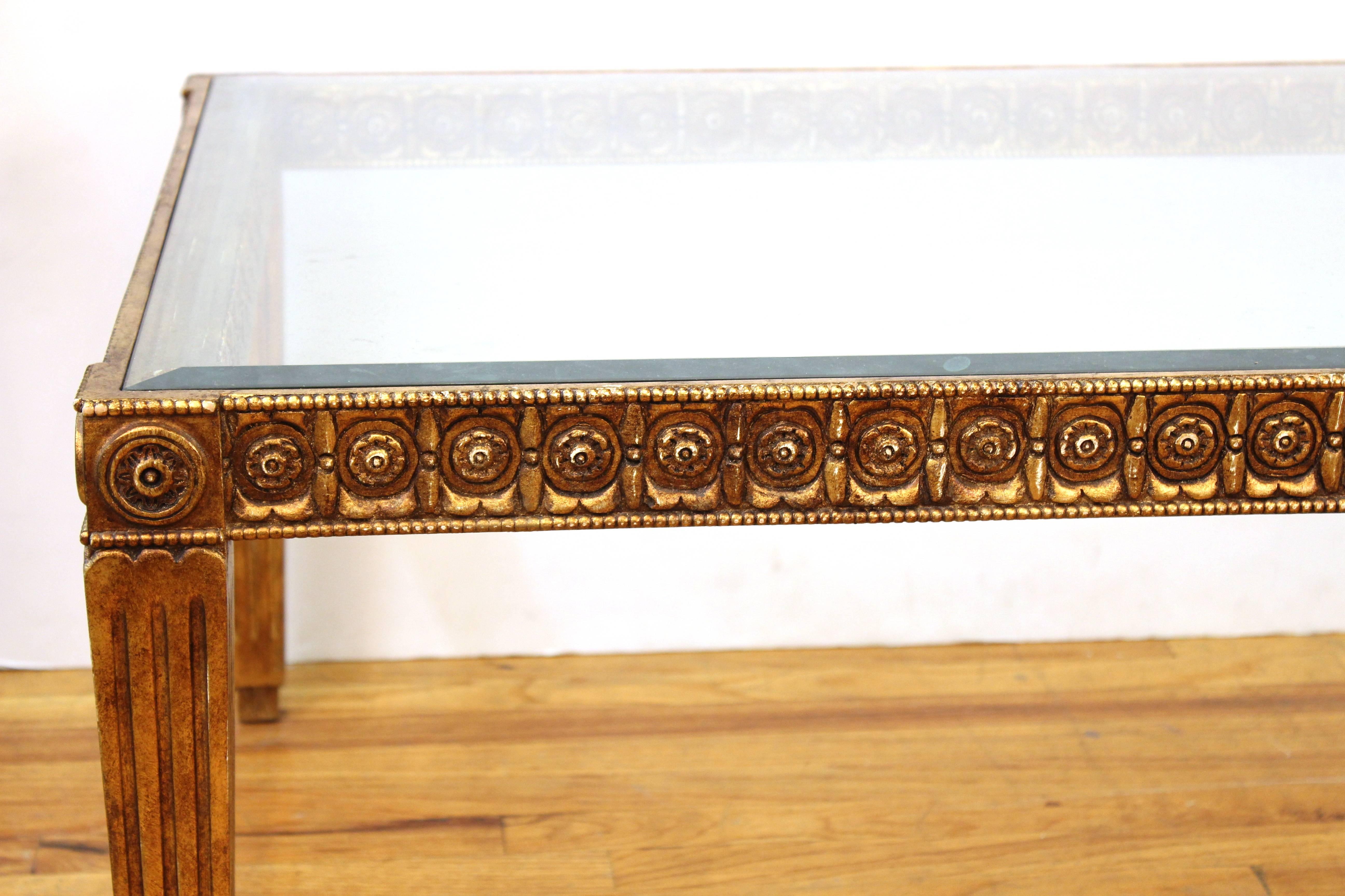 20th Century Glass and Giltwood Coffee Table