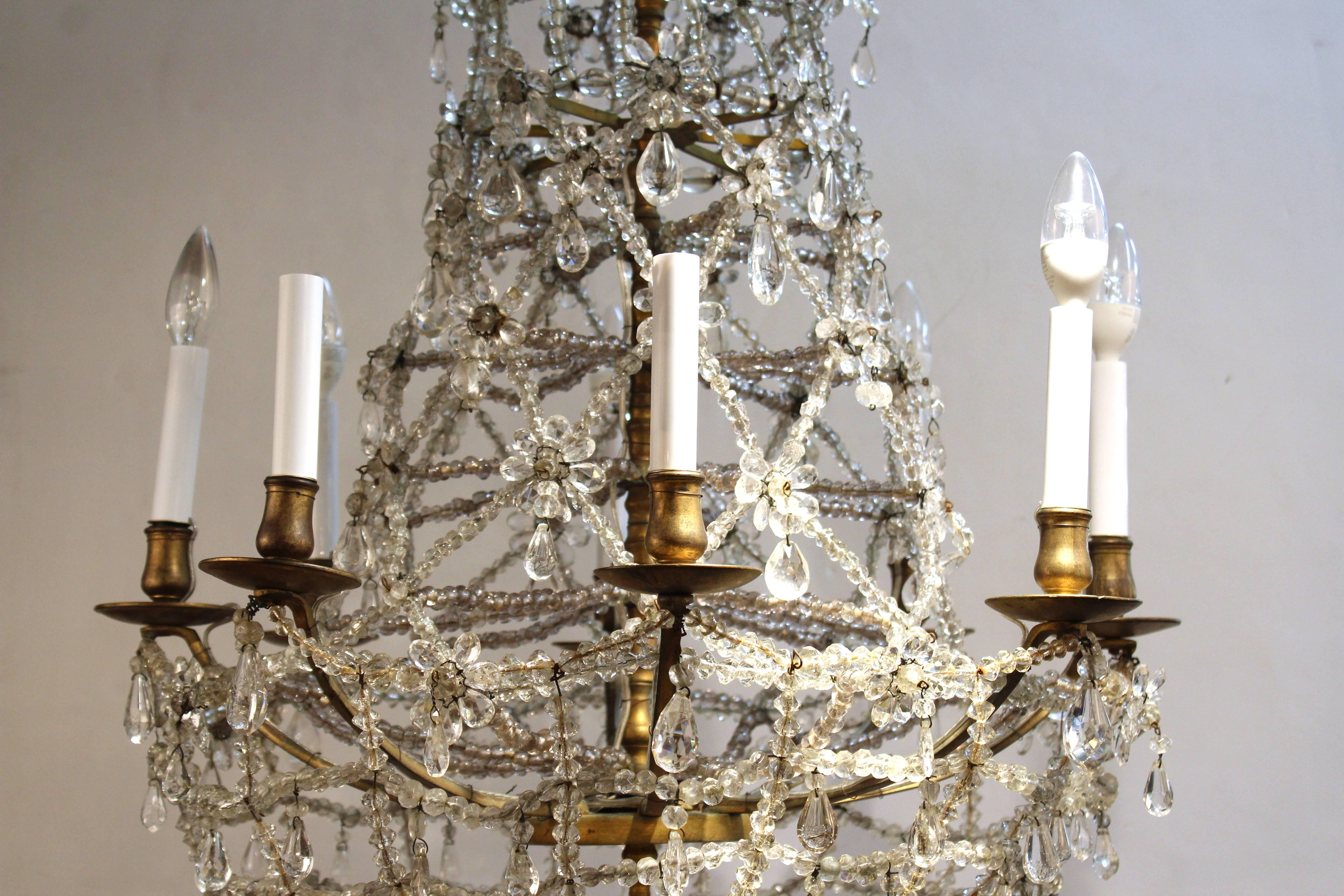 Antique Austrian Rock Crystal Chandelier In Good Condition In New York, NY