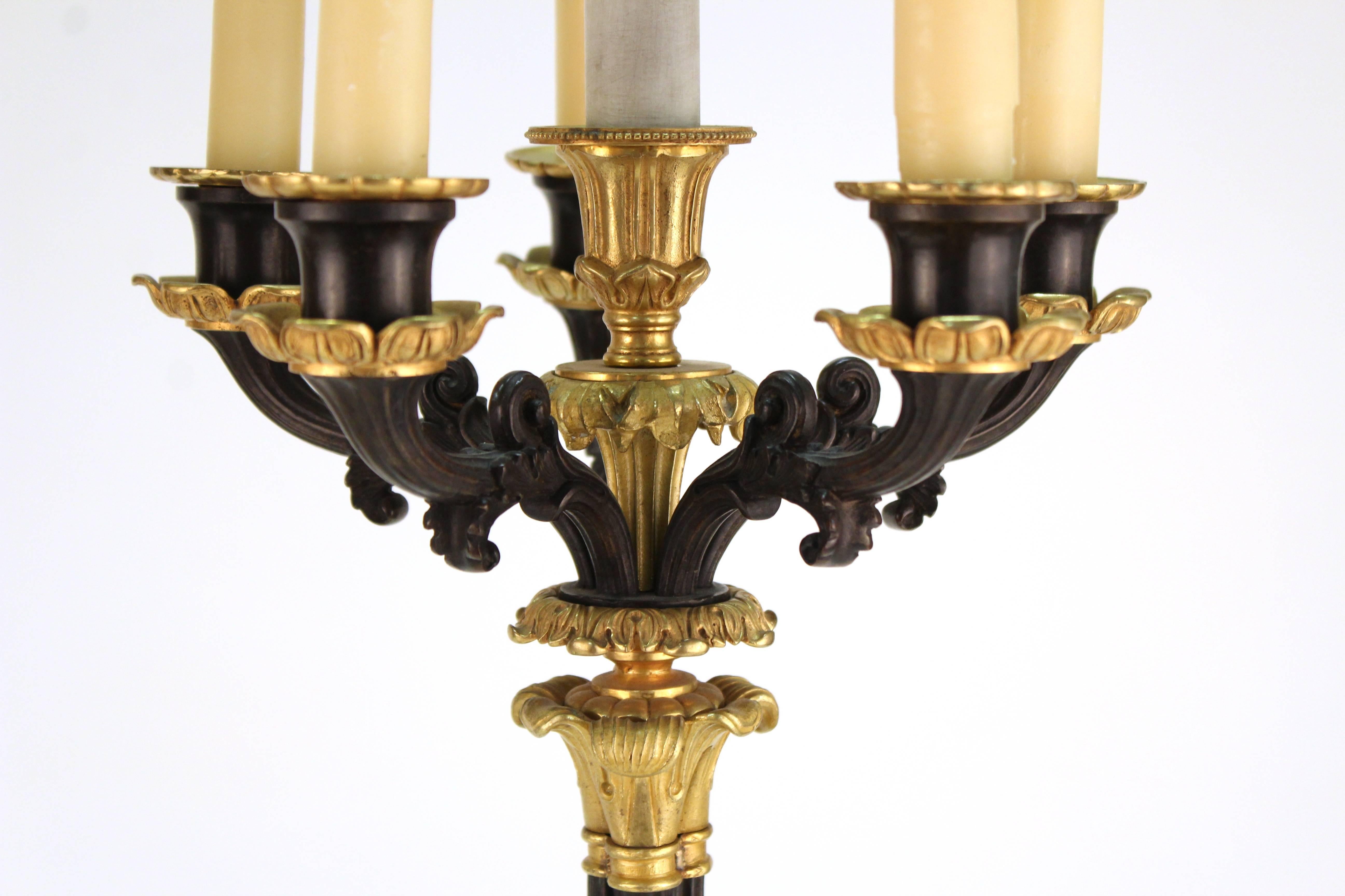 19th Century Empire Style Candelabra Table Lamps