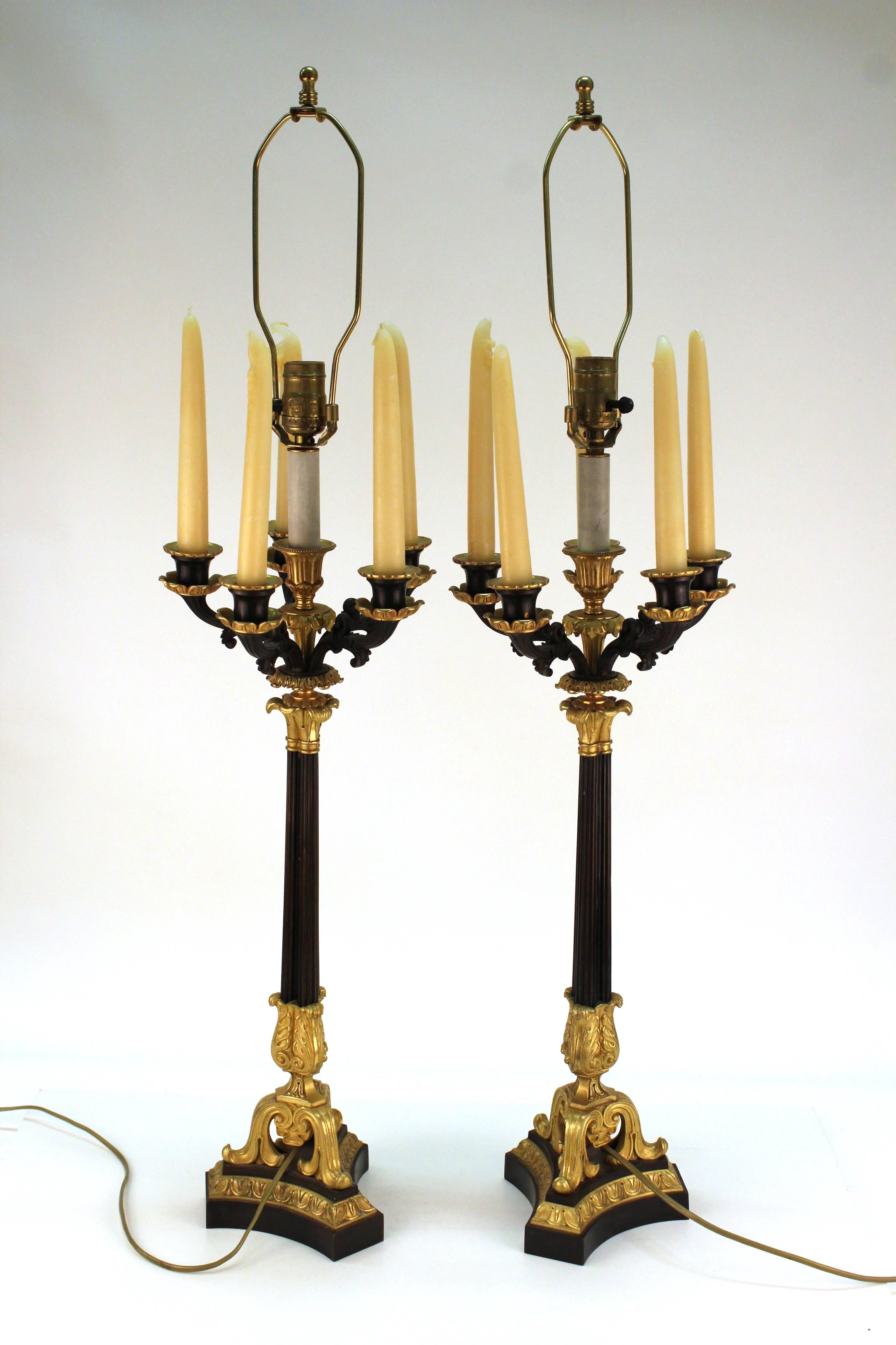 French Empire Style Candelabra Table Lamps