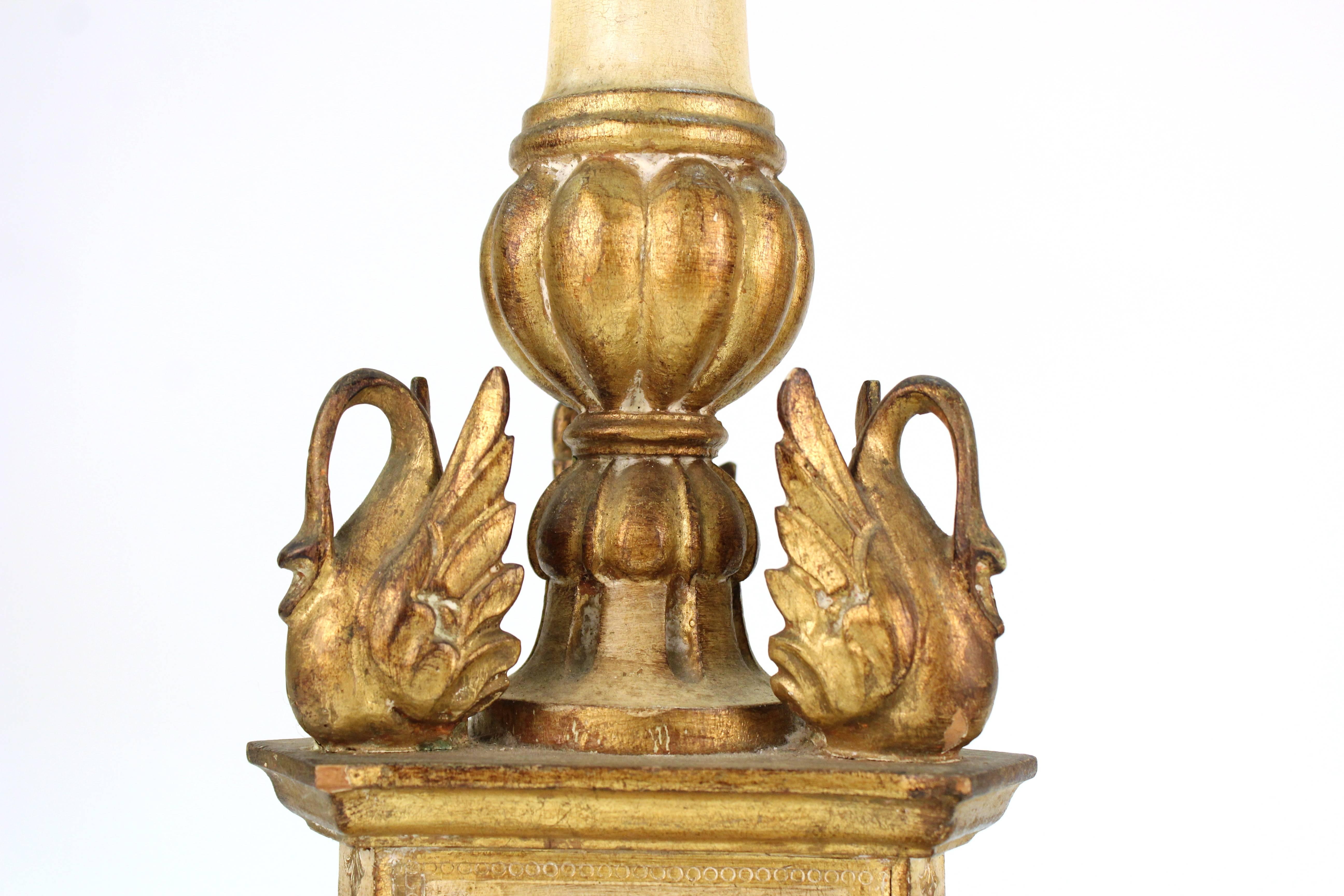 Pair of Giltwood Torchere Table Lamps 2