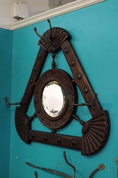 Arts & Crafts Hanging Coat Rack with Mirror