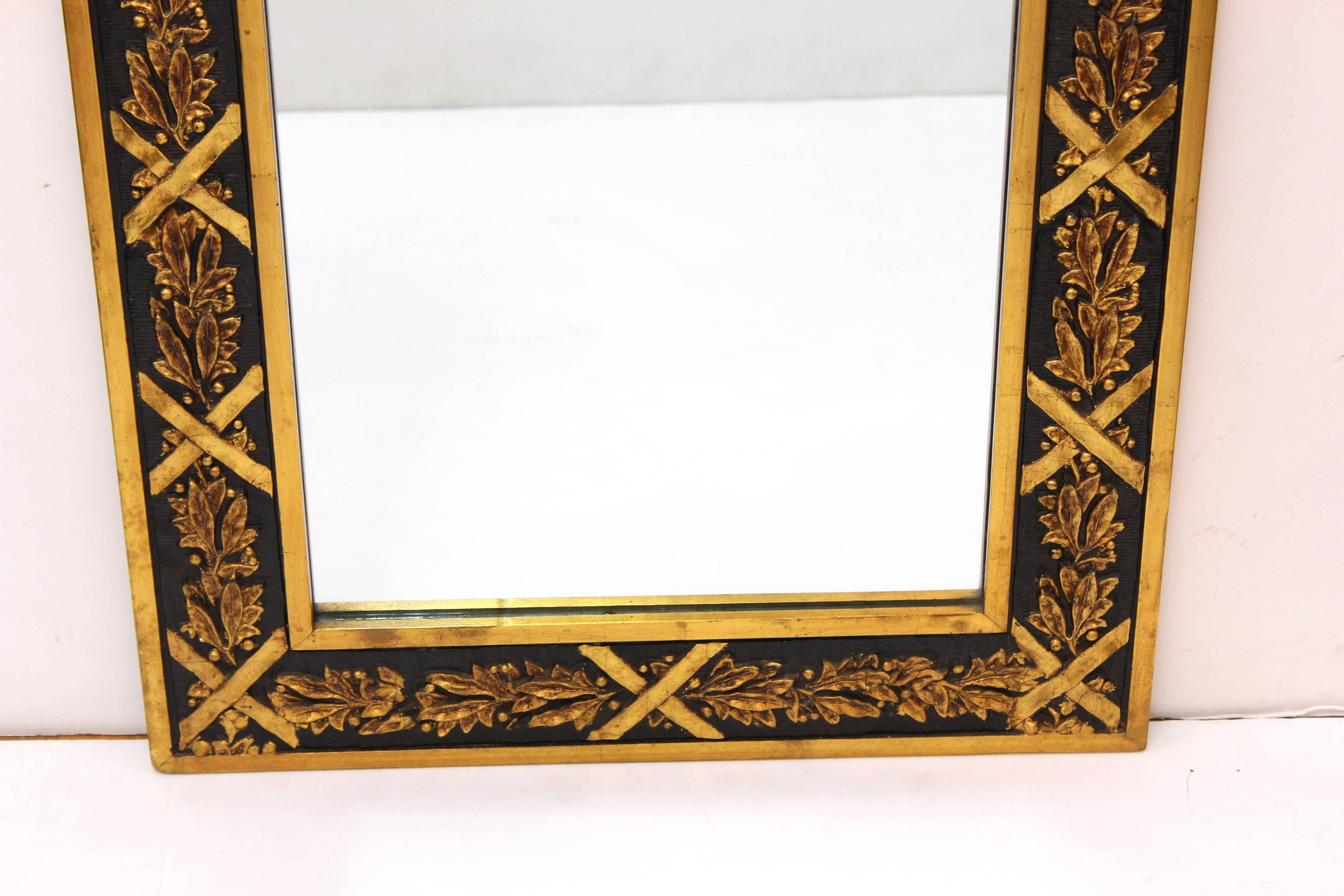 20th Century Neoclassical Style French Mirror in Black and Gold