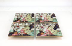 Set of Four Tobacco Leaf Pattern Ashtrays