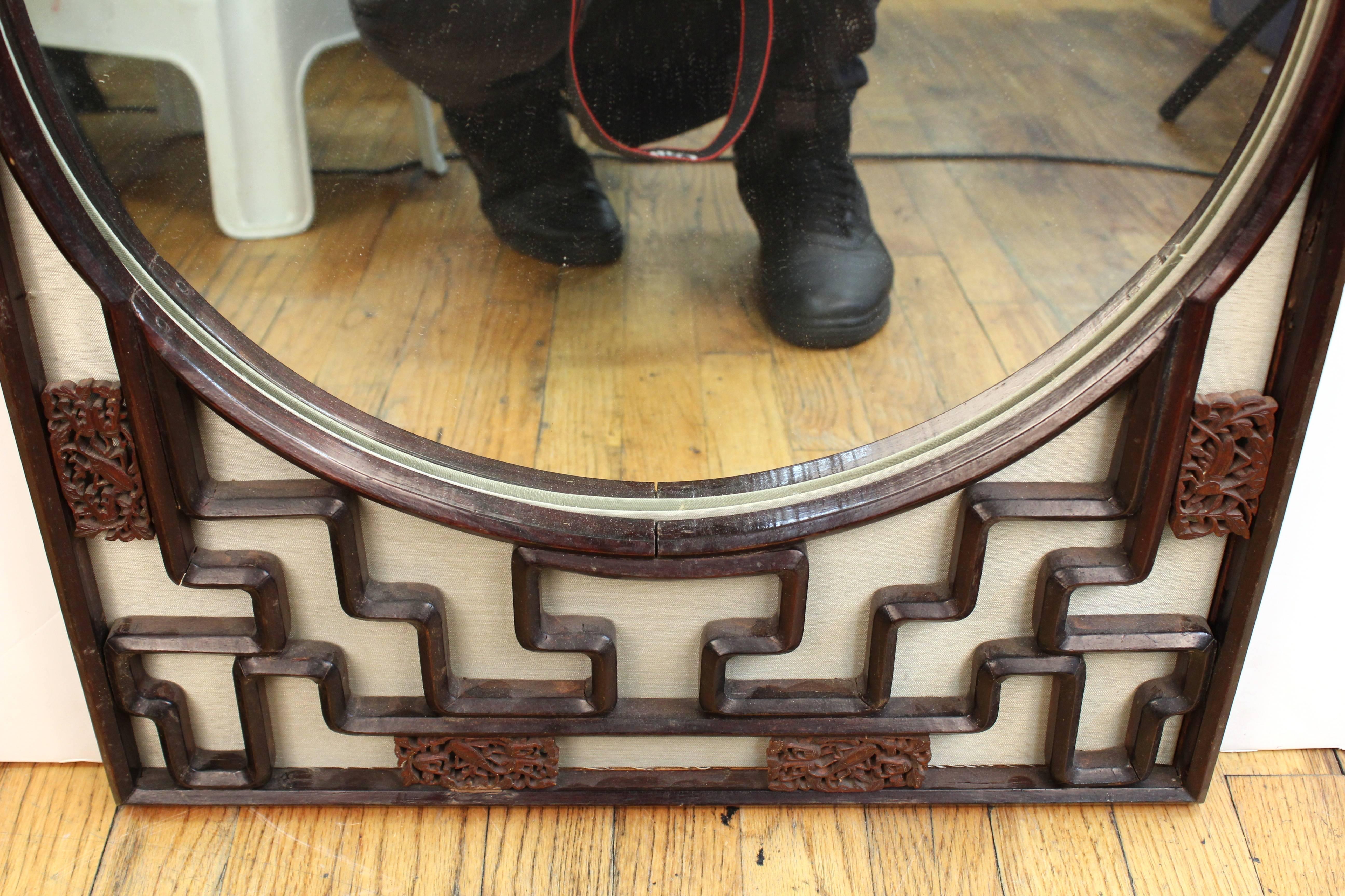 china round mirror wood frame