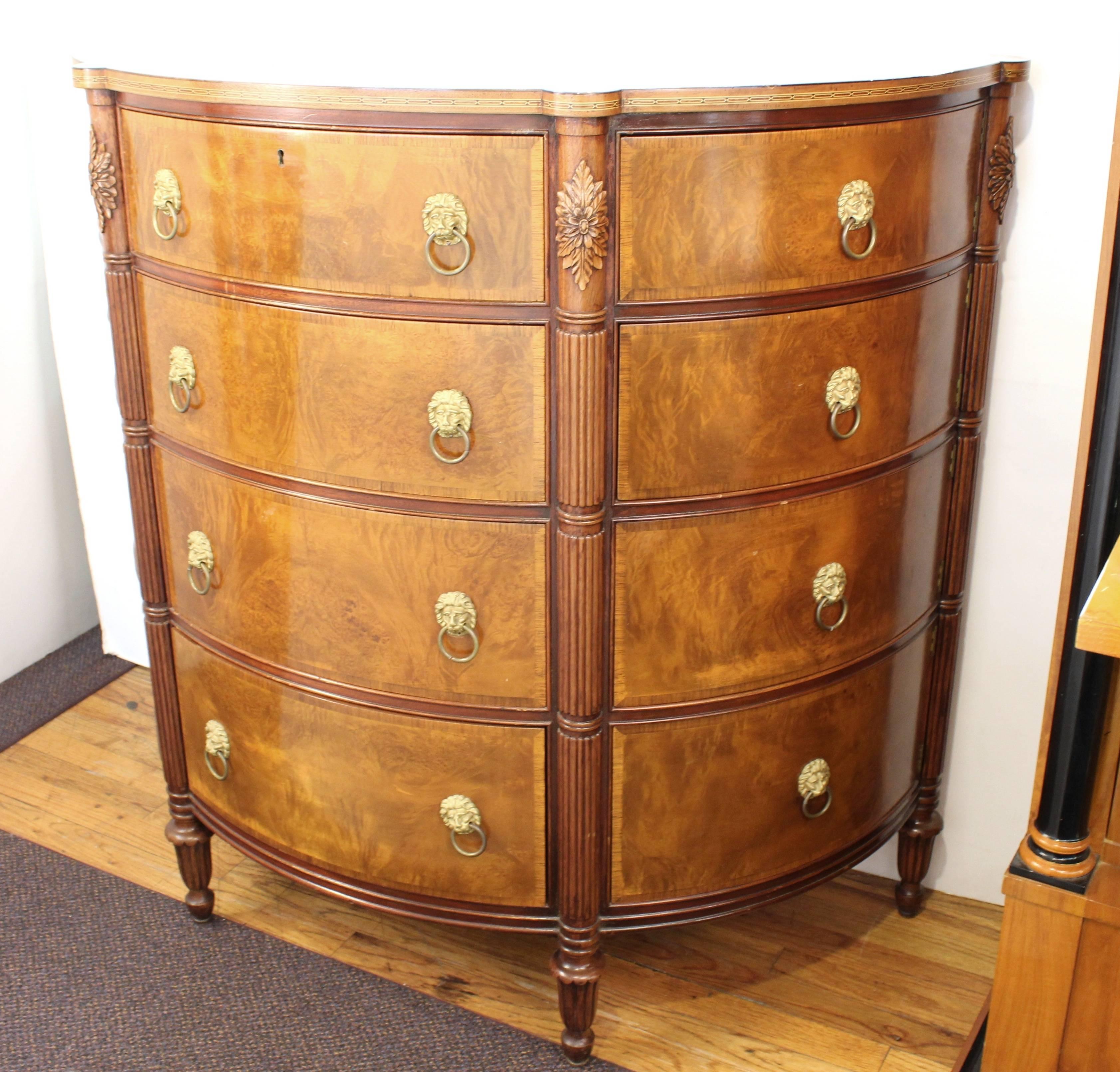 Demilune Commode in Wood with Lion's Head Ormlou Mounts 2
