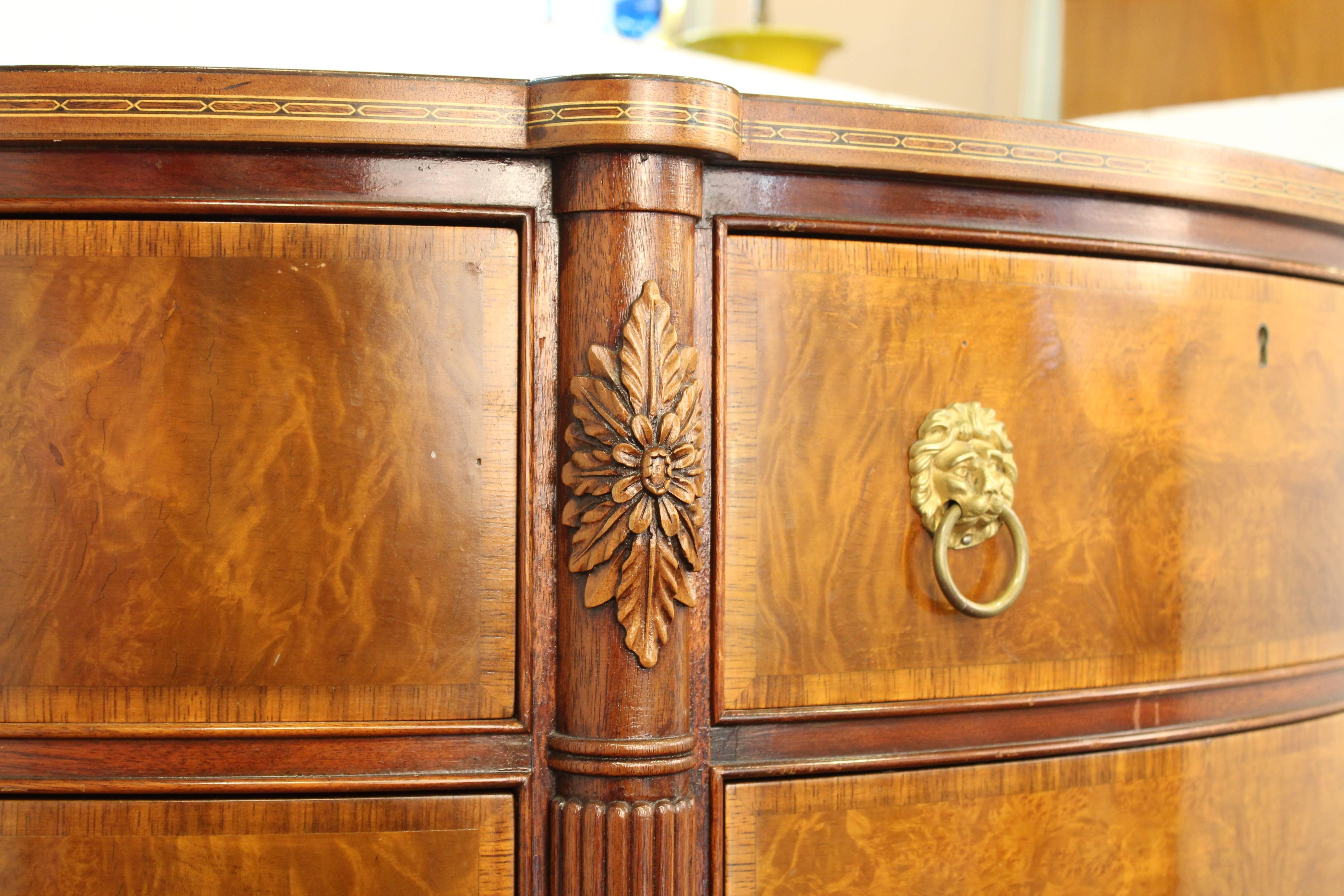 Louis XVI Demilune Commode in Wood with Lion's Head Ormlou Mounts
