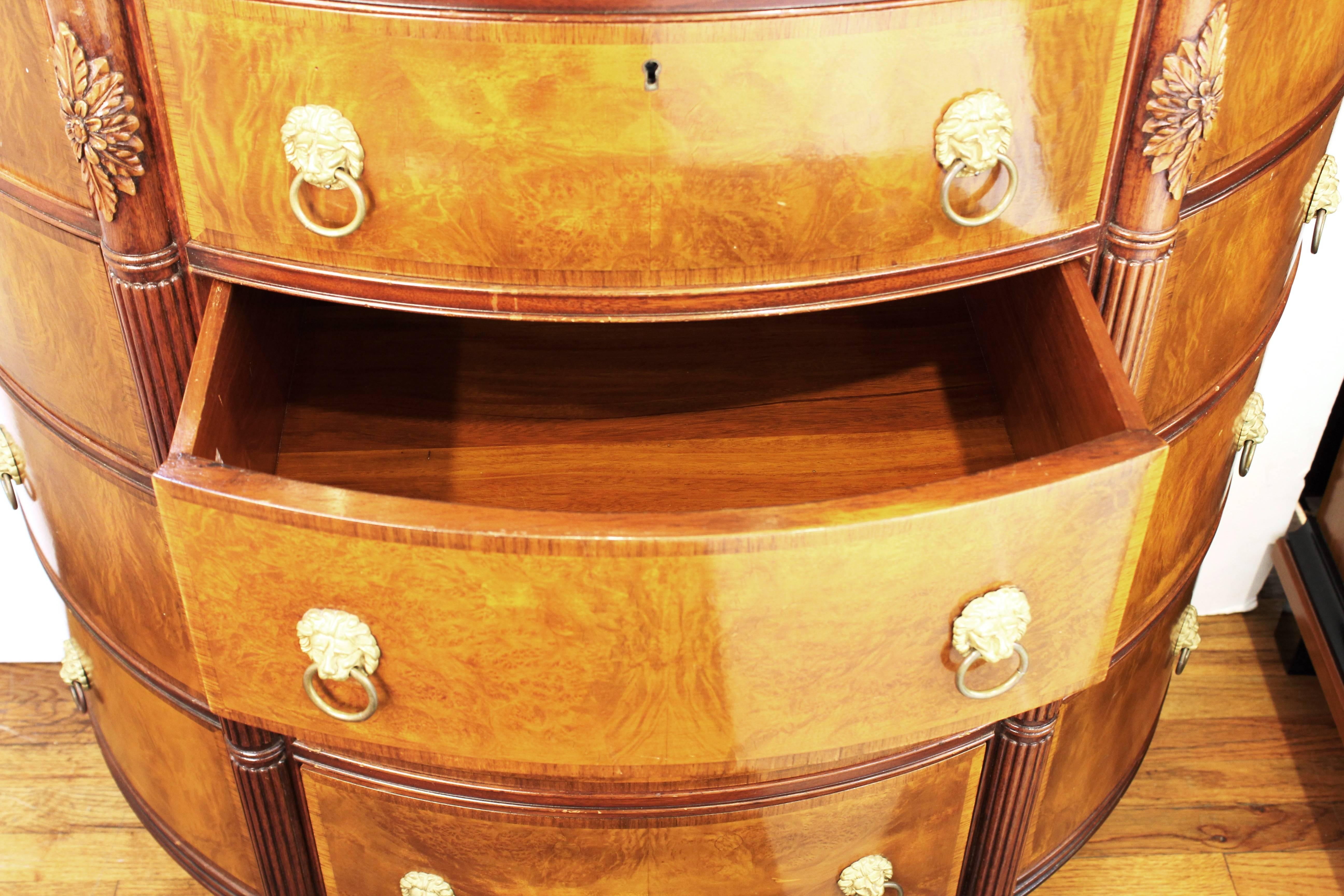 Demilune Commode in Wood with Lion's Head Ormlou Mounts 3