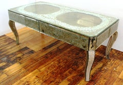 Mirrored Glass Coffee Table with Vignetted Shadow Box Effect