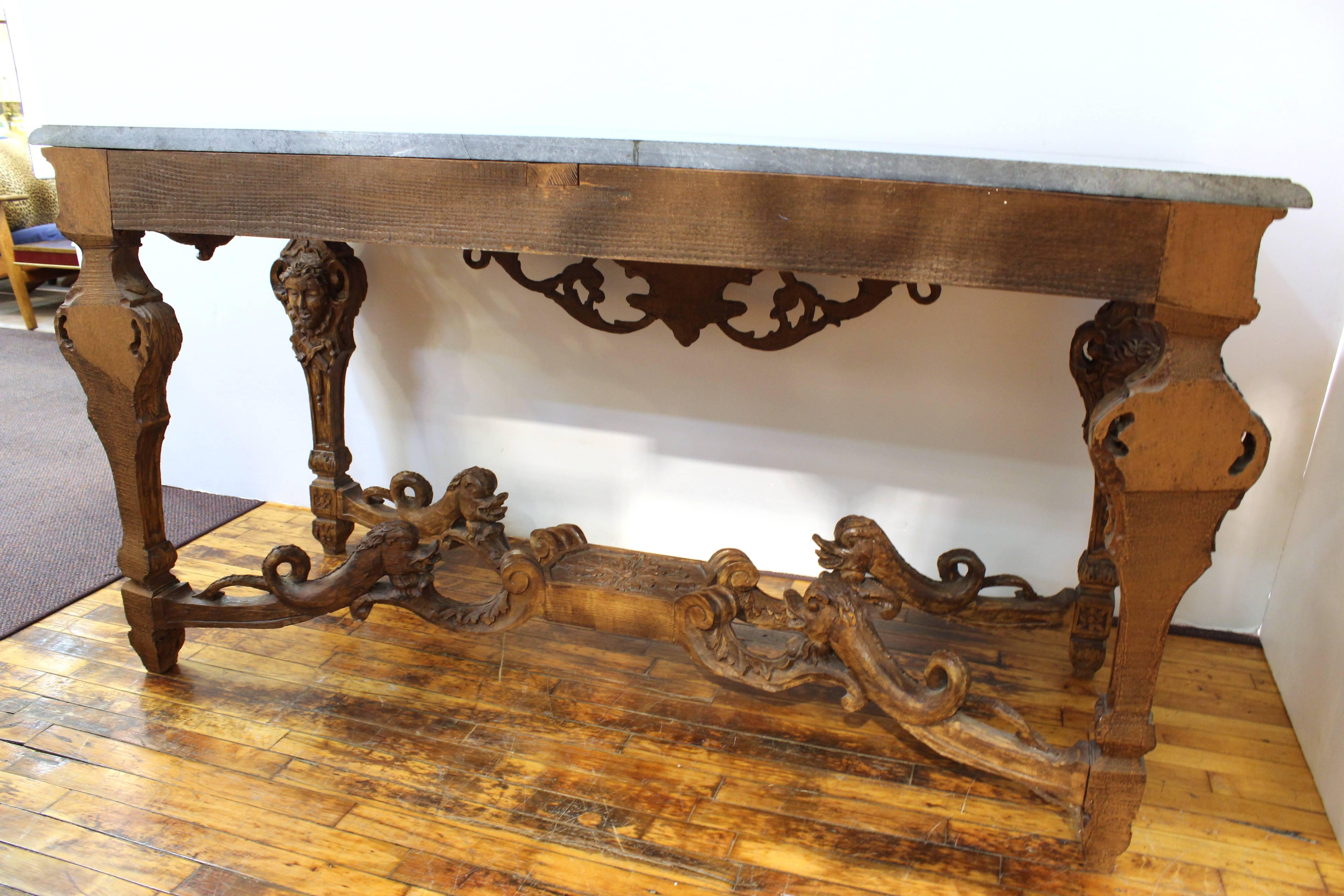 19th Century French Sculpted Wood Louis XIV Style Console