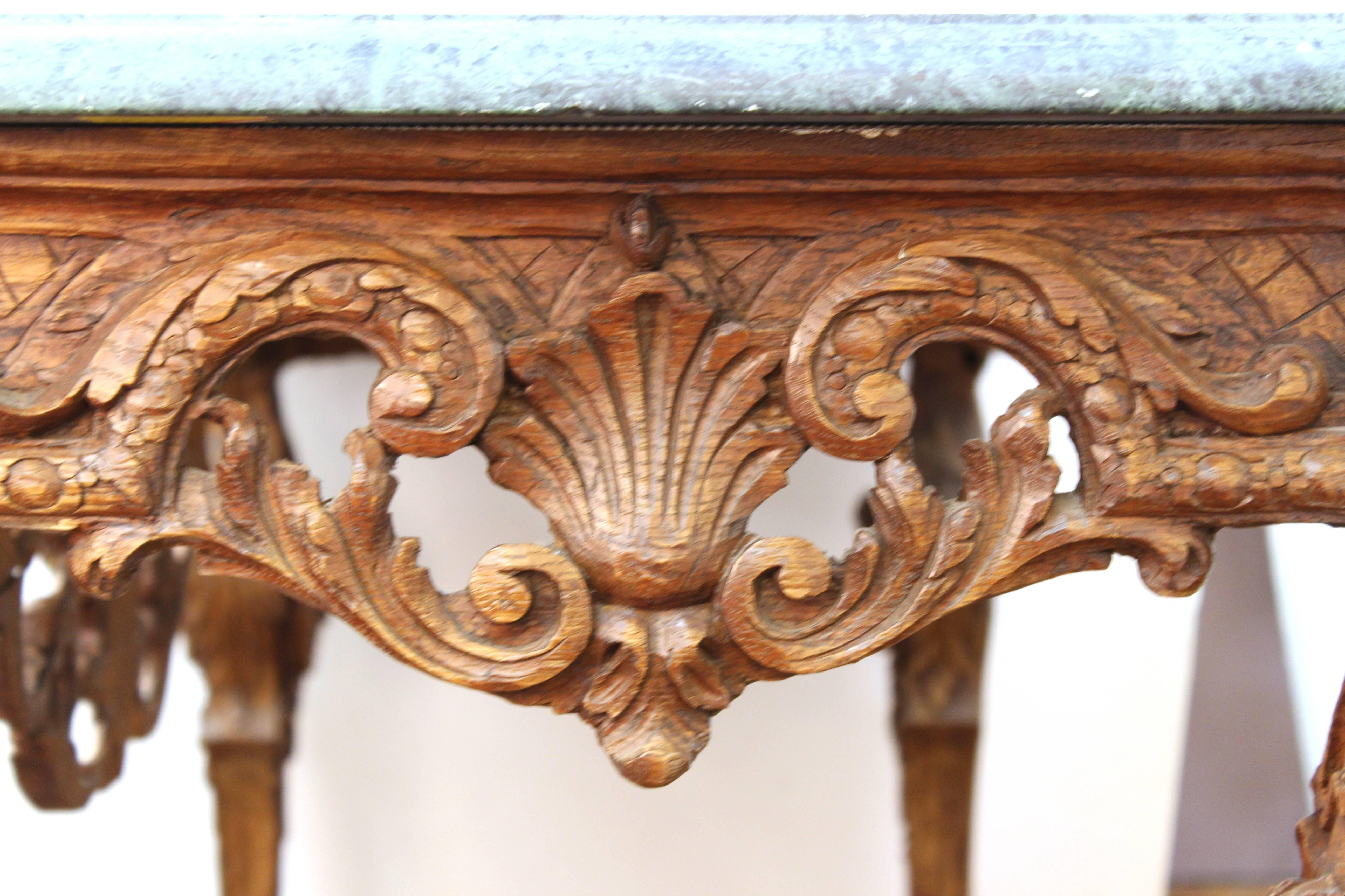 French Sculpted Wood Louis XIV Style Console 1