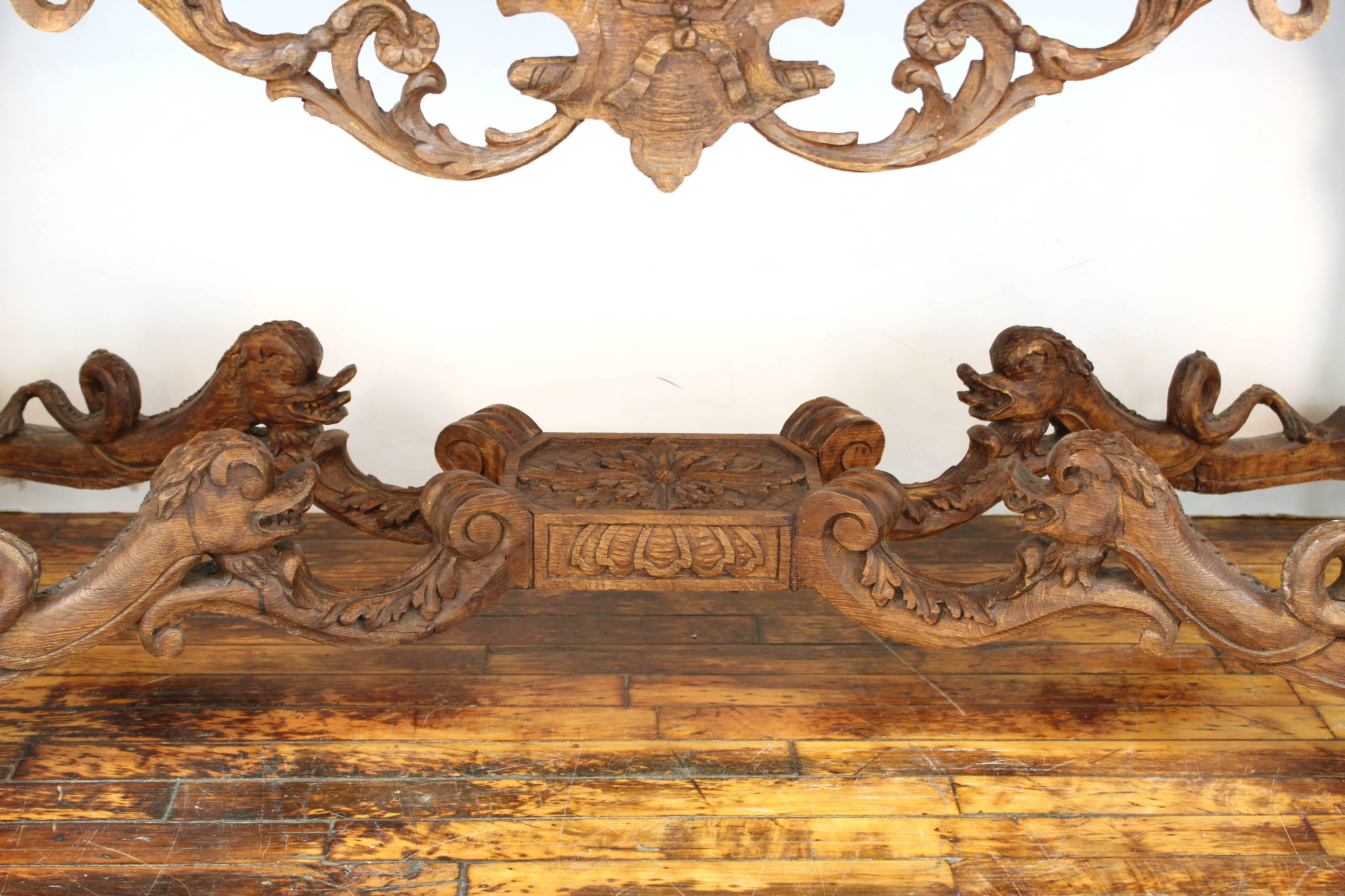 French Sculpted Wood Louis XIV Style Console 3