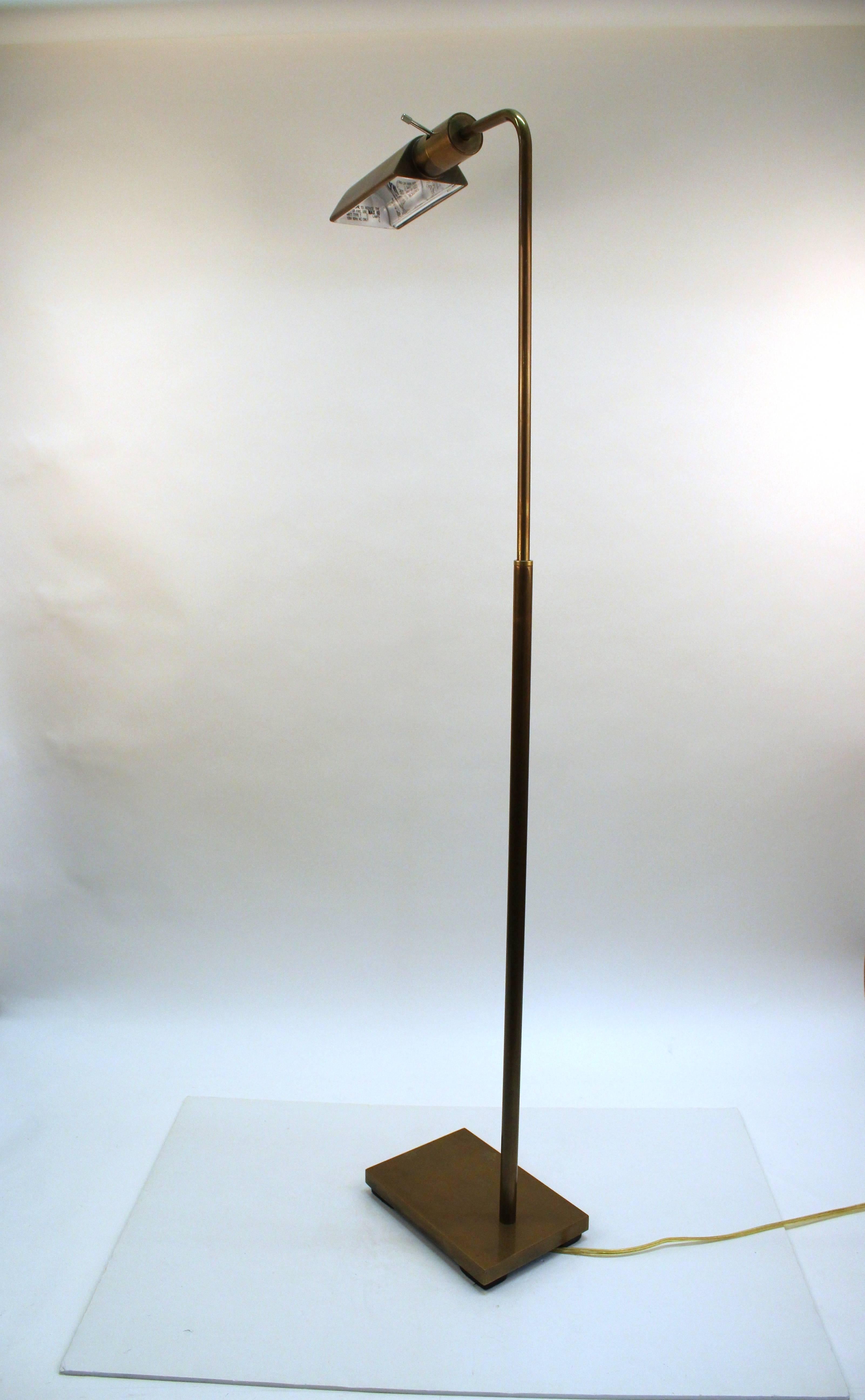 Mid-Century Modern Brass Reading Floor Lamp by Koch and Lowy
