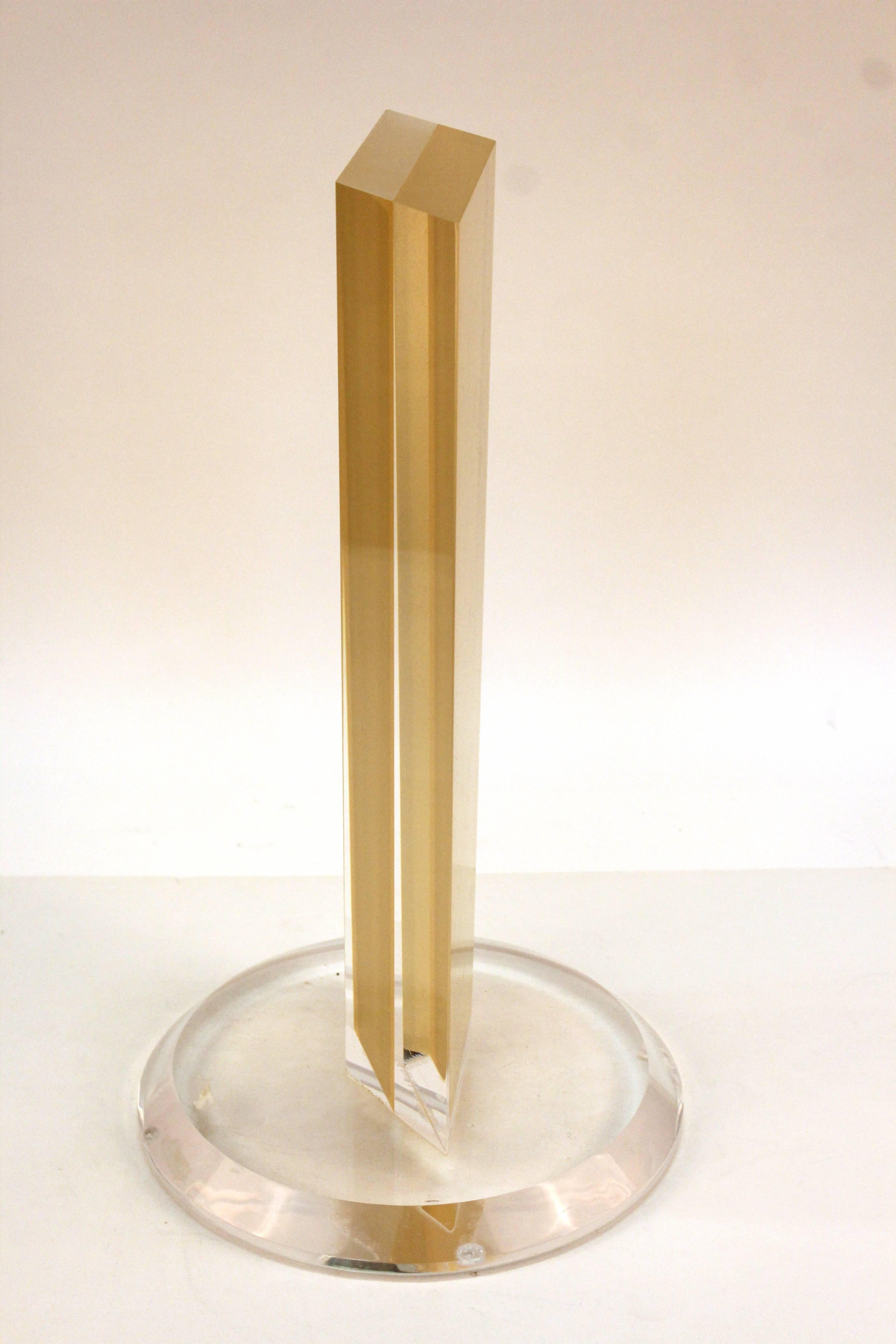 20th Century Tall Lucite Sculpture